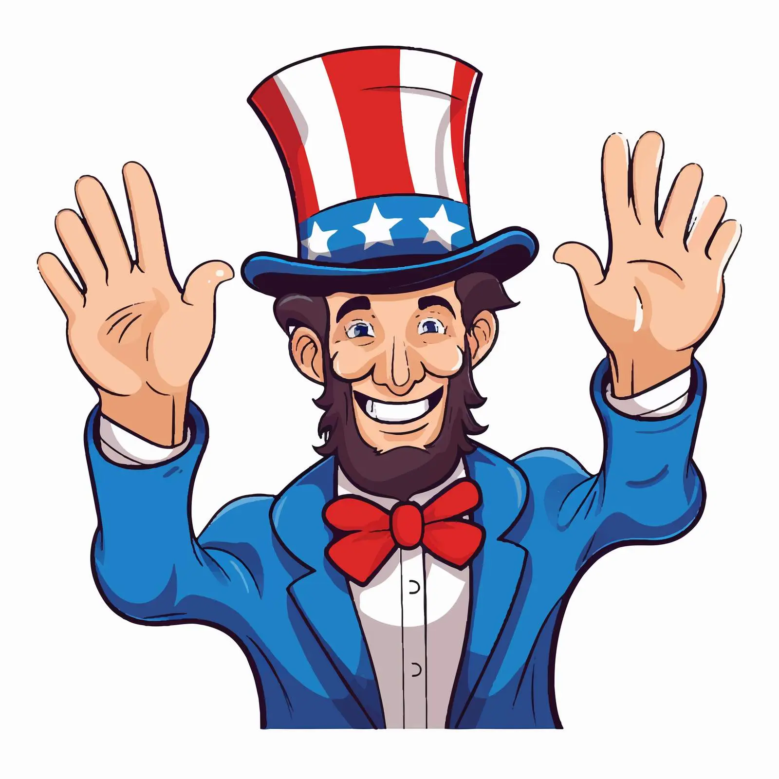 Happy Cartoon Avatar with USA Flag and Hat — free download from Dotvec