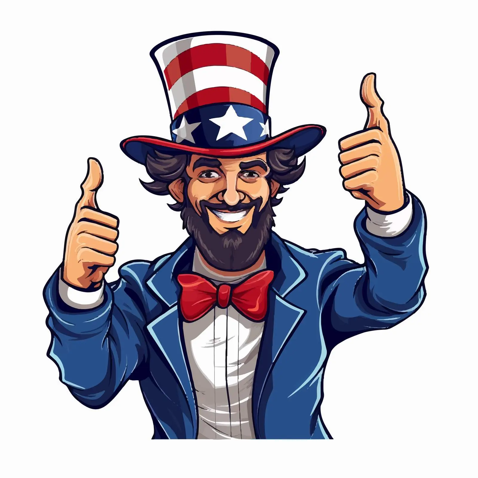 Happy USA Avatar with Flag and Hat – free president image from Dotvec