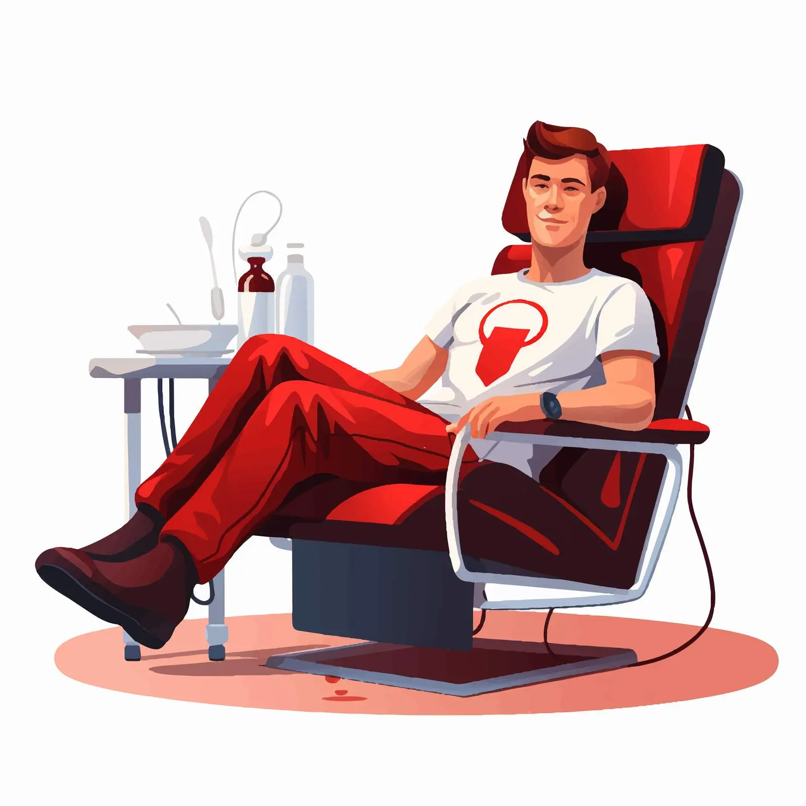 Cartoon Vector of Male Blood Donor in Red – free blood image from Dotvec