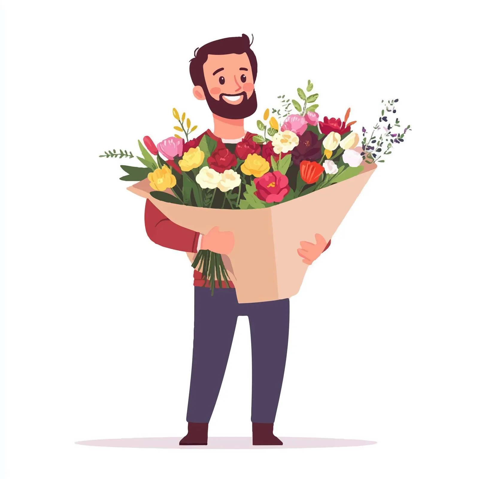 Buyer Holding Fresh Flower Bouquets by Car — free download from Dotvec