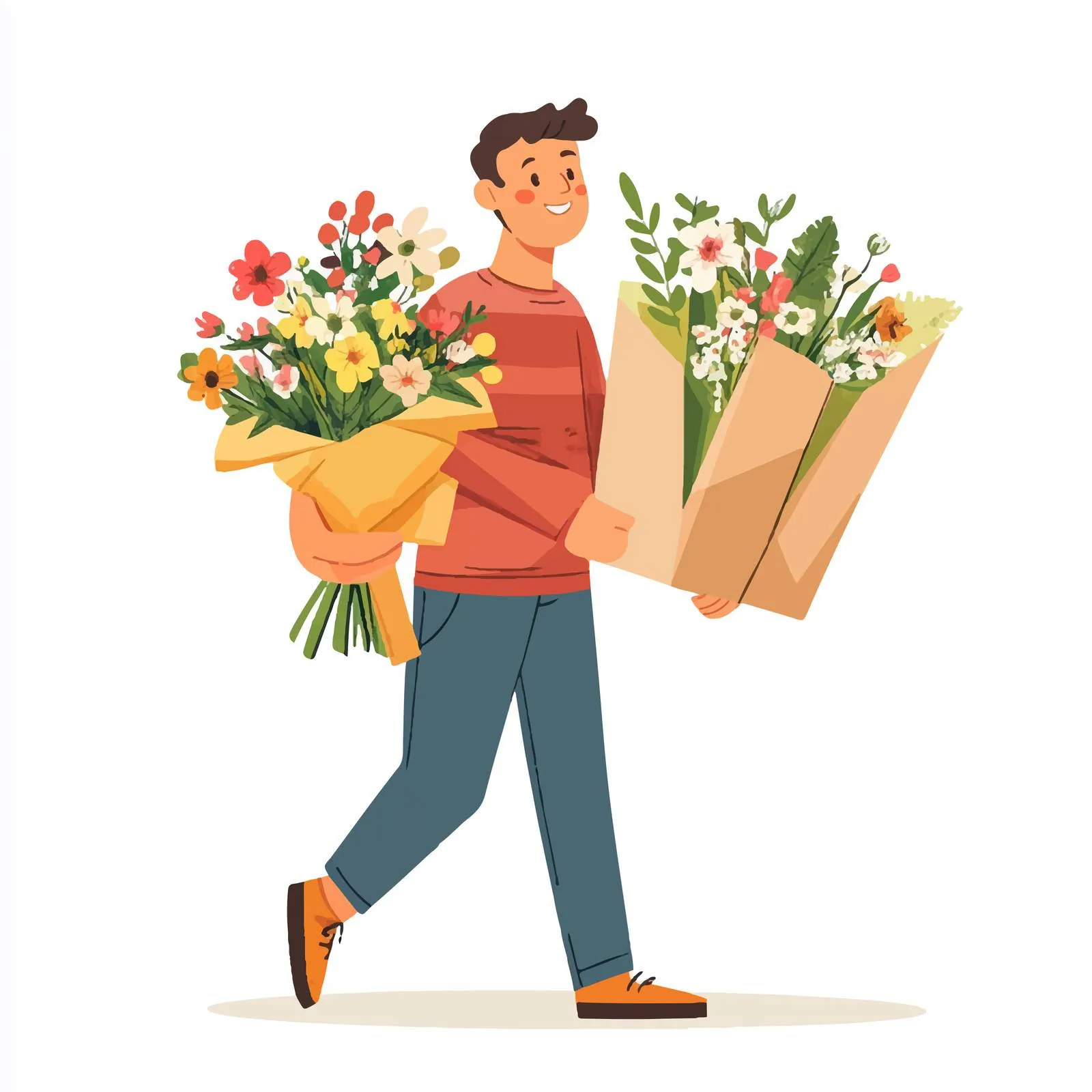 Man Holding Fresh Flower Bouquets — free download from Dotvec