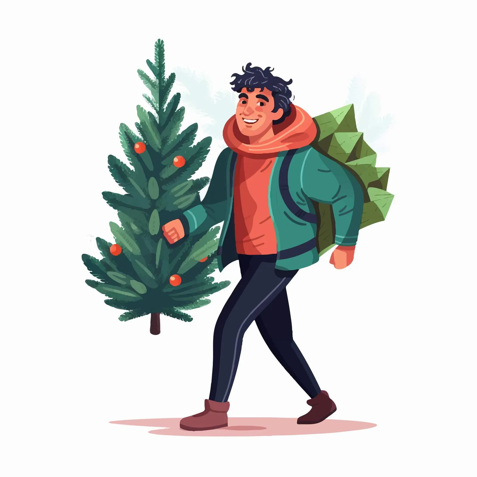 Man Carrying Christmas Tree for Holiday Preparation — free download from Dotvec