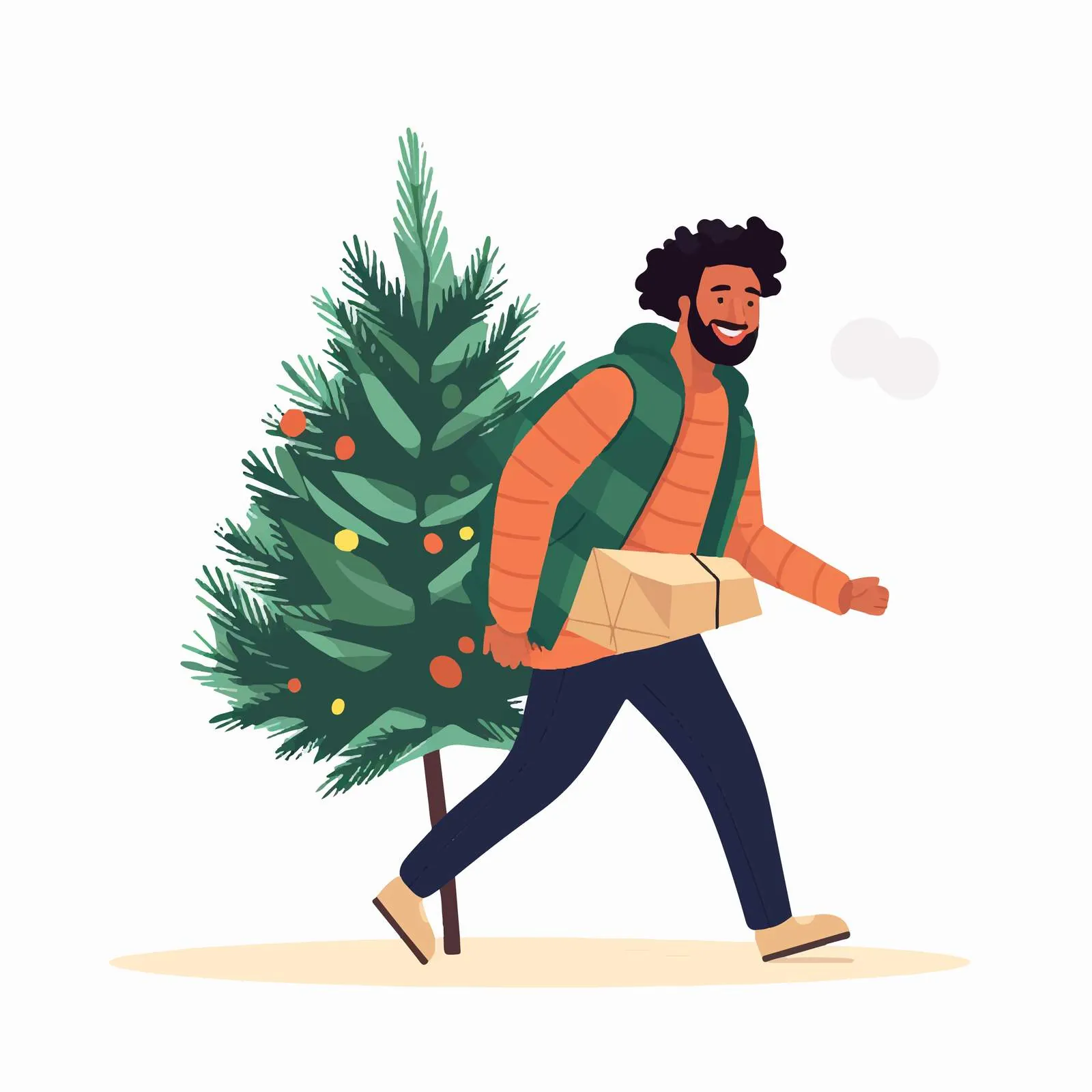 Man Carrying Christmas Tree for Winter Holiday — free download from Dotvec