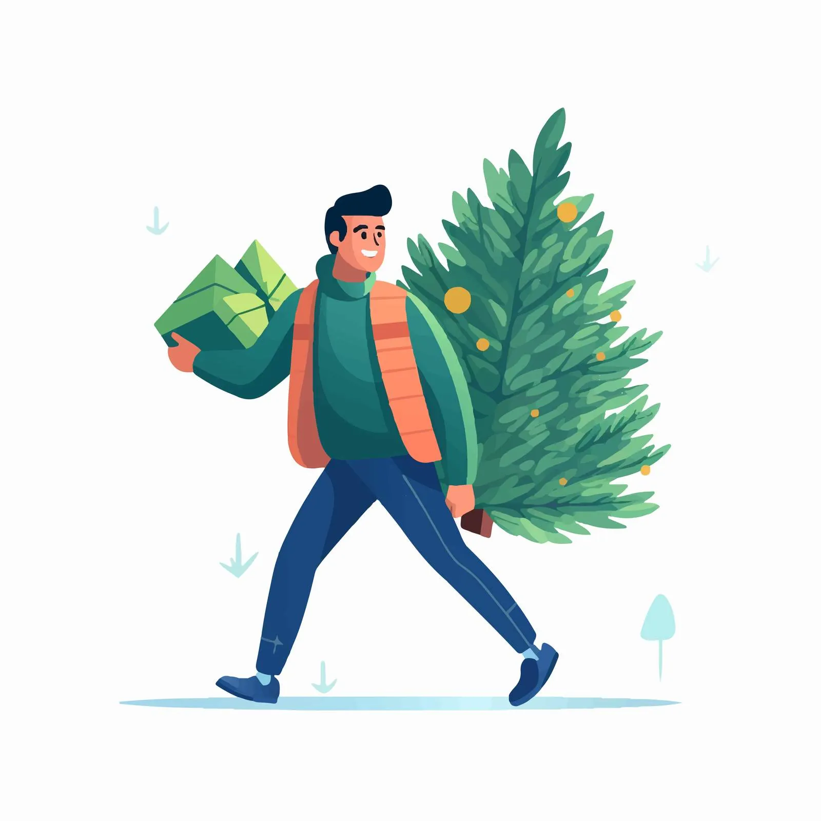 Man Carrying Christmas Tree for Winter Holiday — free download from Dotvec