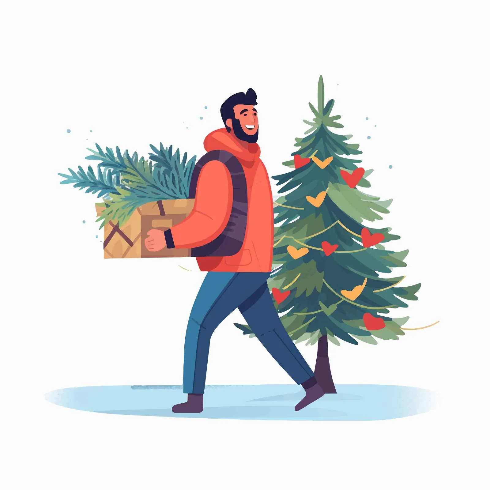 Man Carrying Christmas Tree for Holiday Preparations — free download from Dotvec