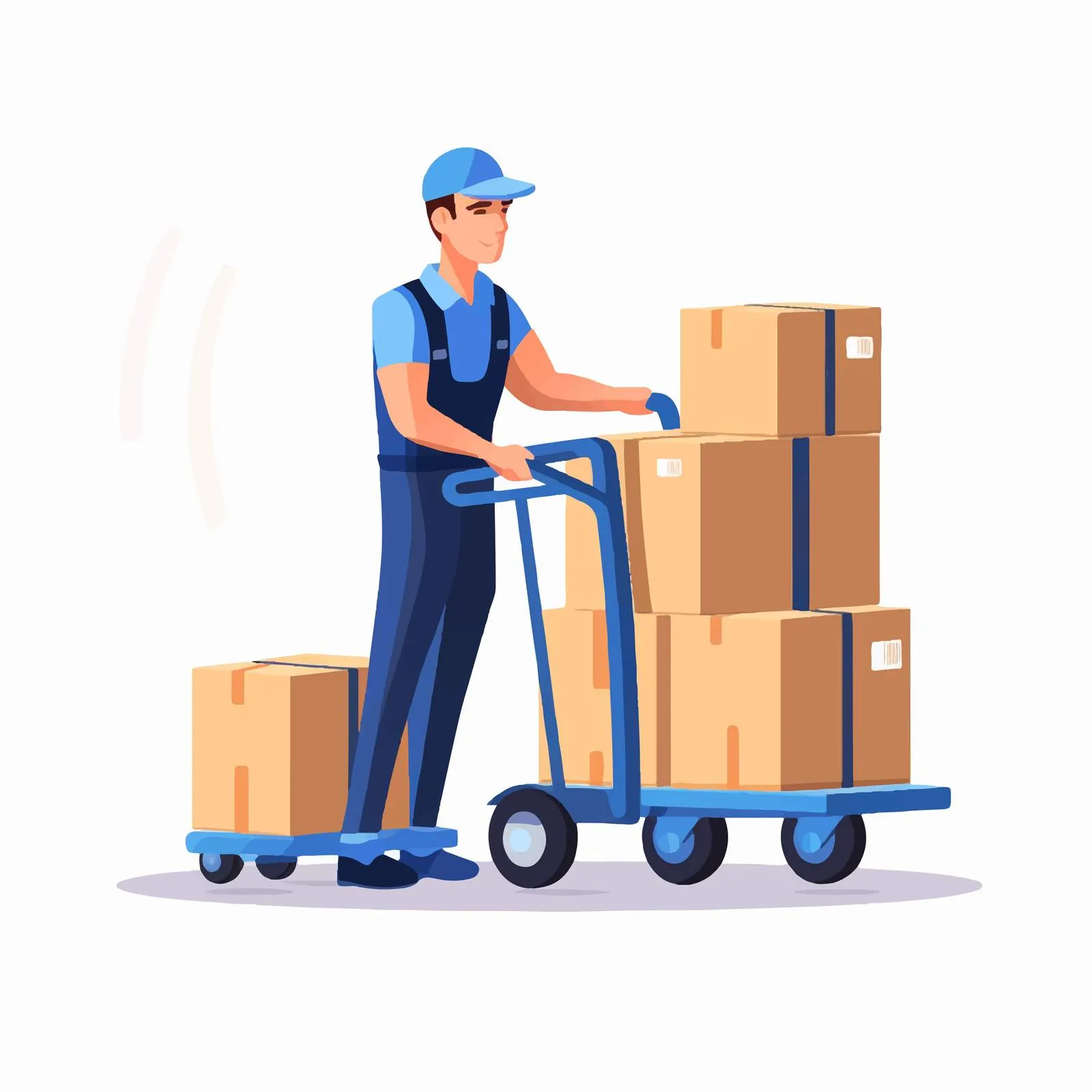 Man Moving Heavy Cardboard Boxes on Dolly — free download from Dotvec