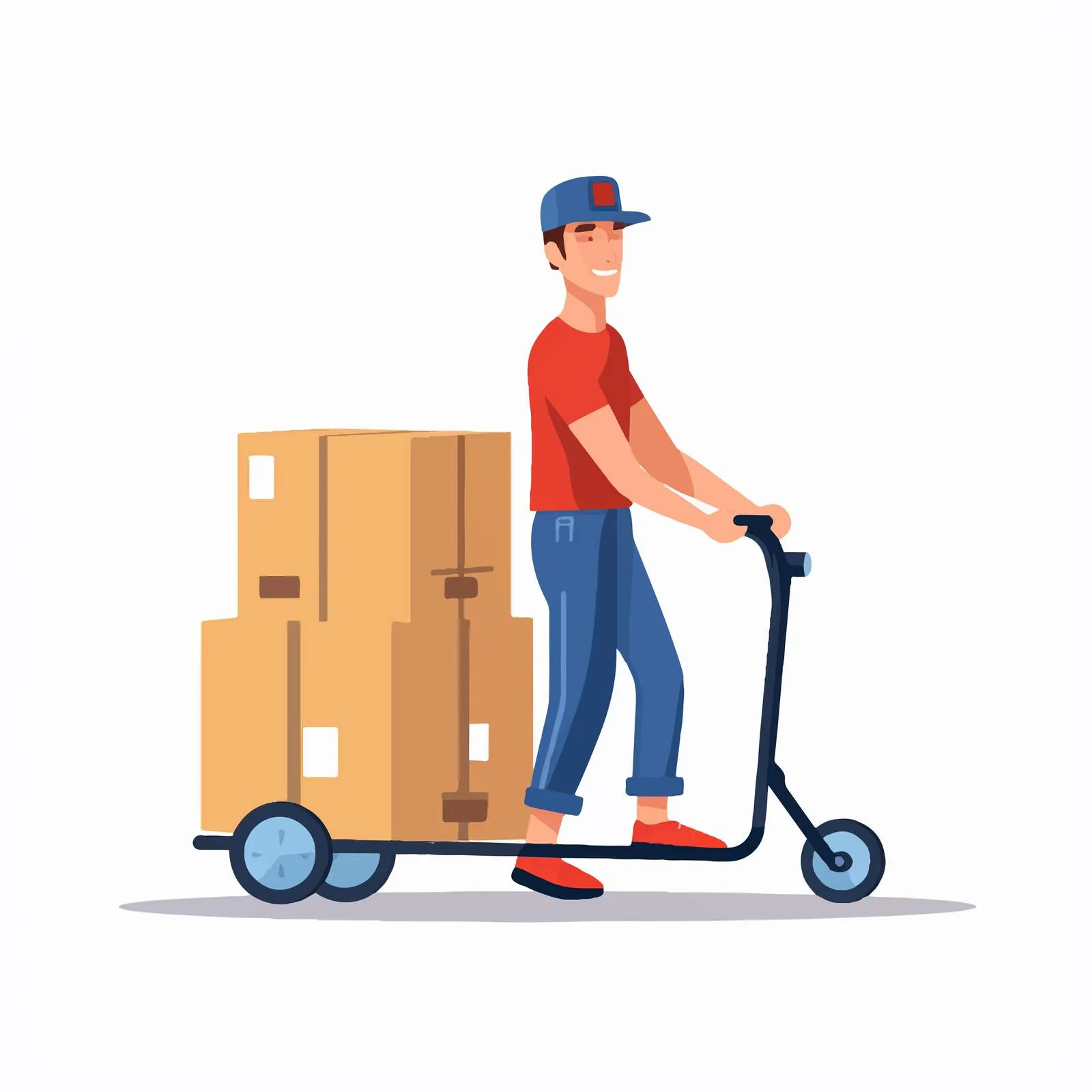 Man Carrying Heavy Goods on Dolly Cart — free download from Dotvec