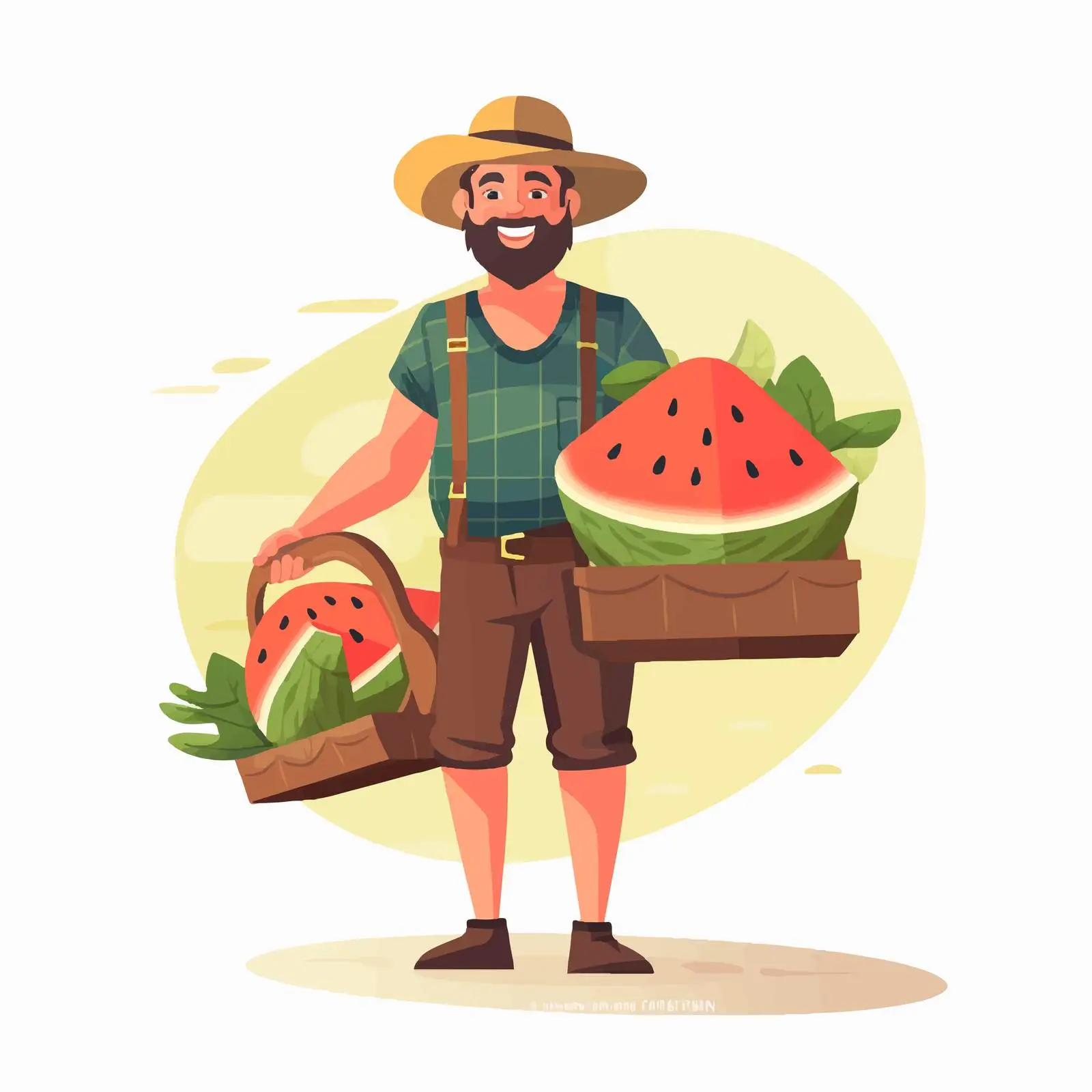 Summer Vector Illustration of Man with Watermelon — free download from Dotvec