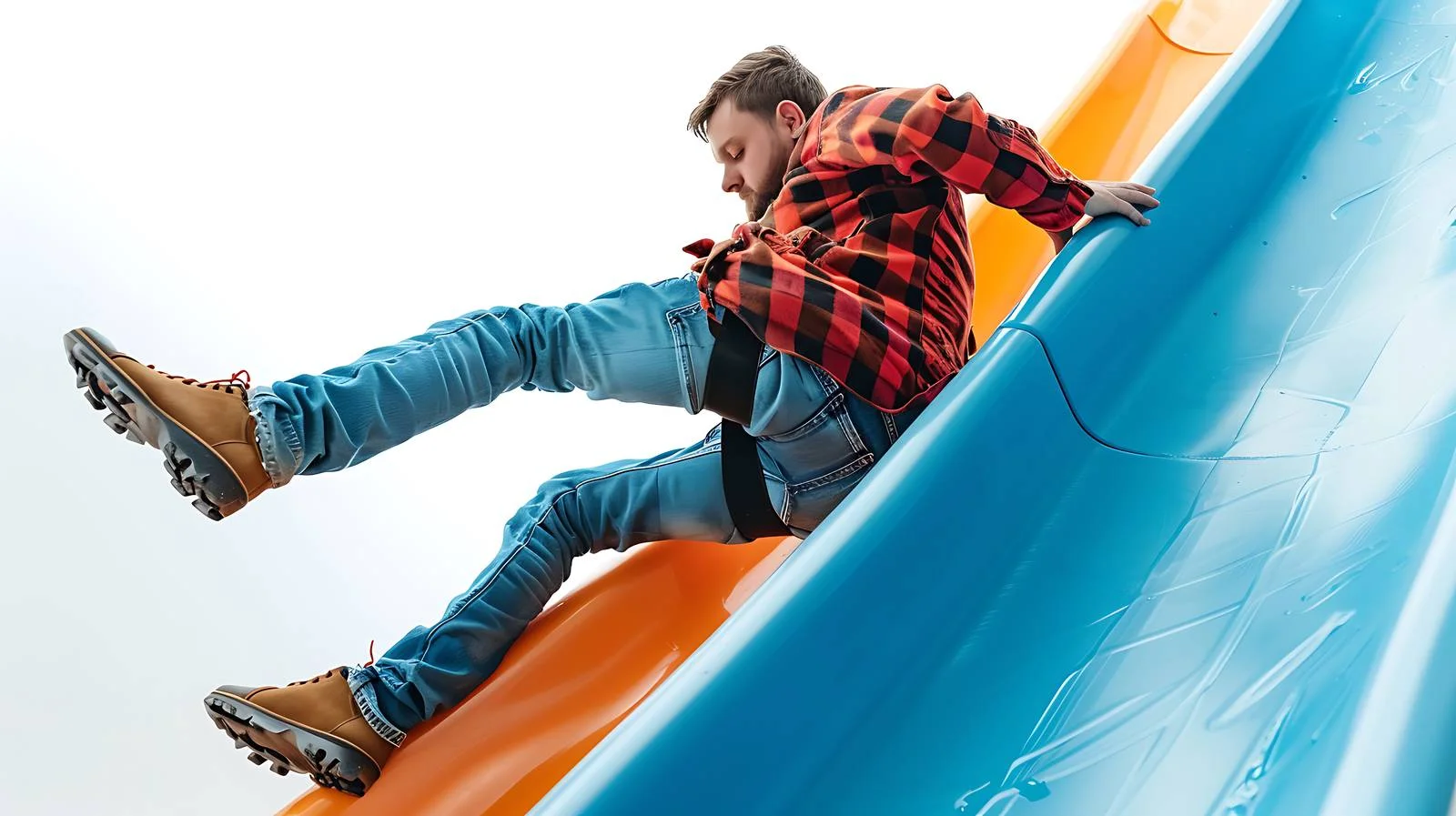 Man Climbing Slide, Contemplating Distance View — free download from Dotvec