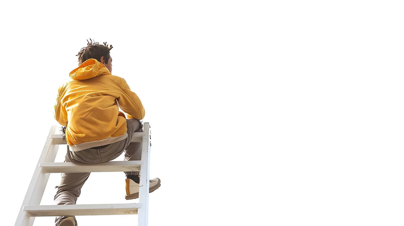 Contemplative man climbing slide, isolated view — free download from Dotvec