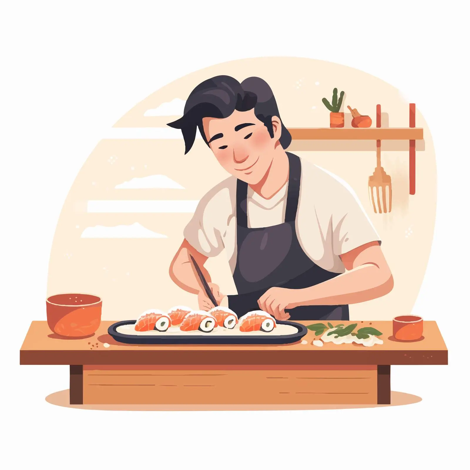 Homemade Sushi Preparation by Chef at Home — free download from Dotvec
