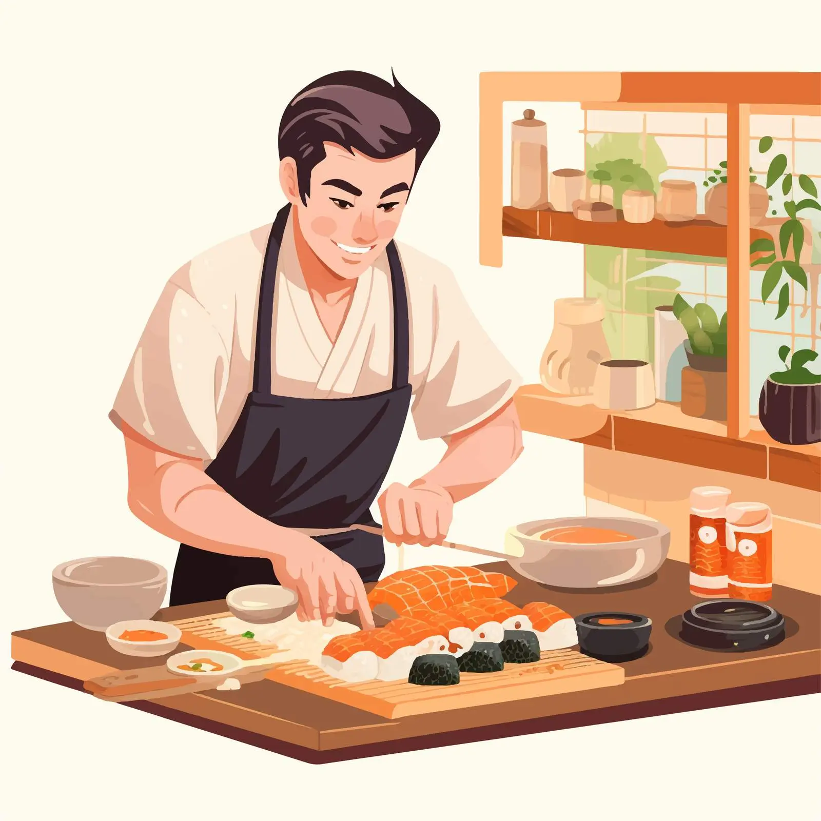 Homemade Sushi Prepared by a Chef – free pickled image from Dotvec