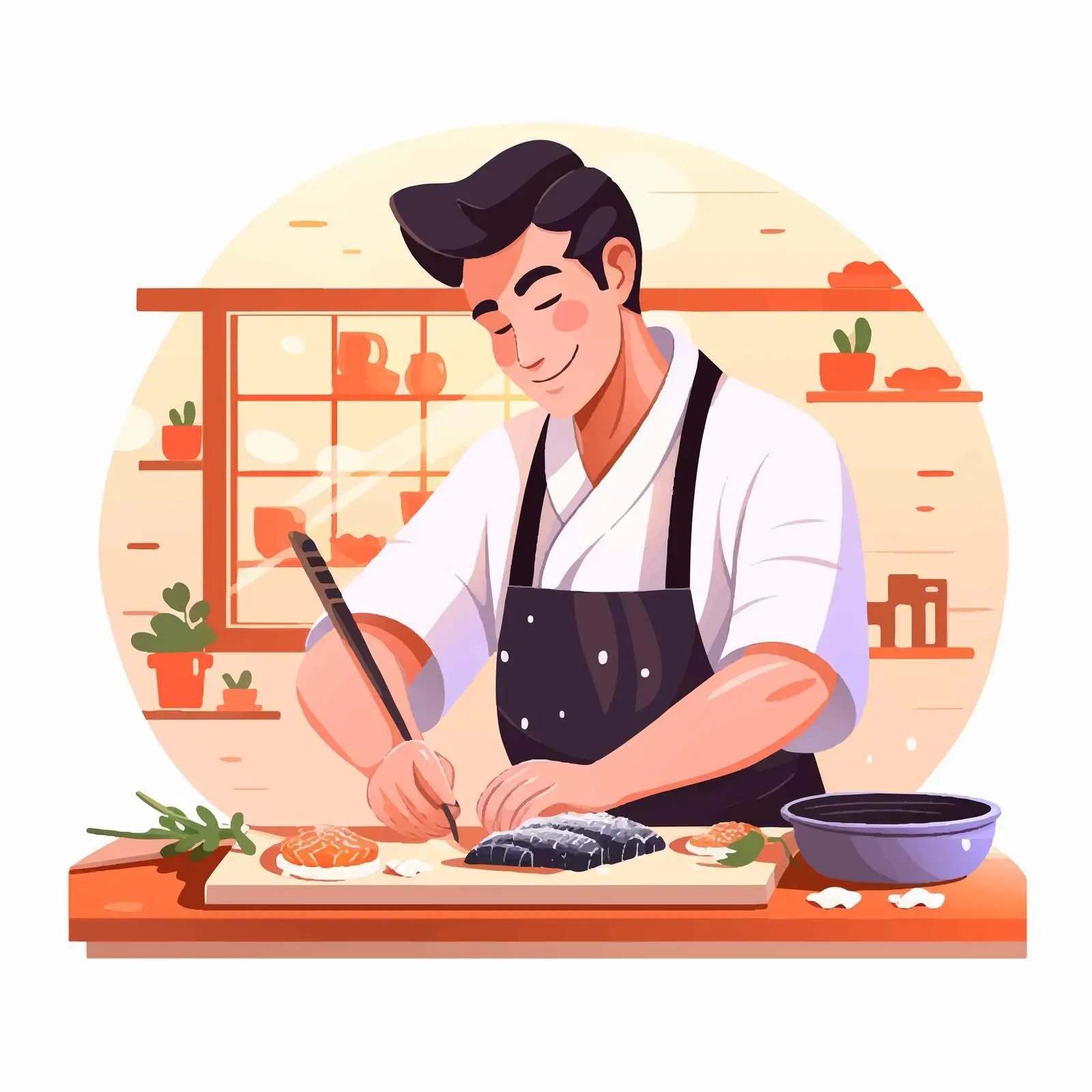 Homemade Asian Sushi Preparation – free cooking tutorial image from Dotvec