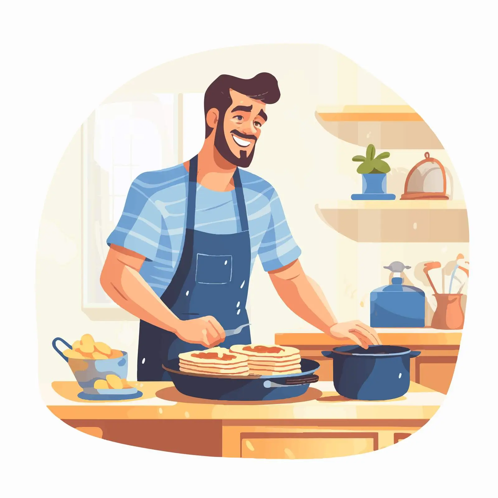 Person Cooking Pancakes in Morning Kitchen — free download from Dotvec