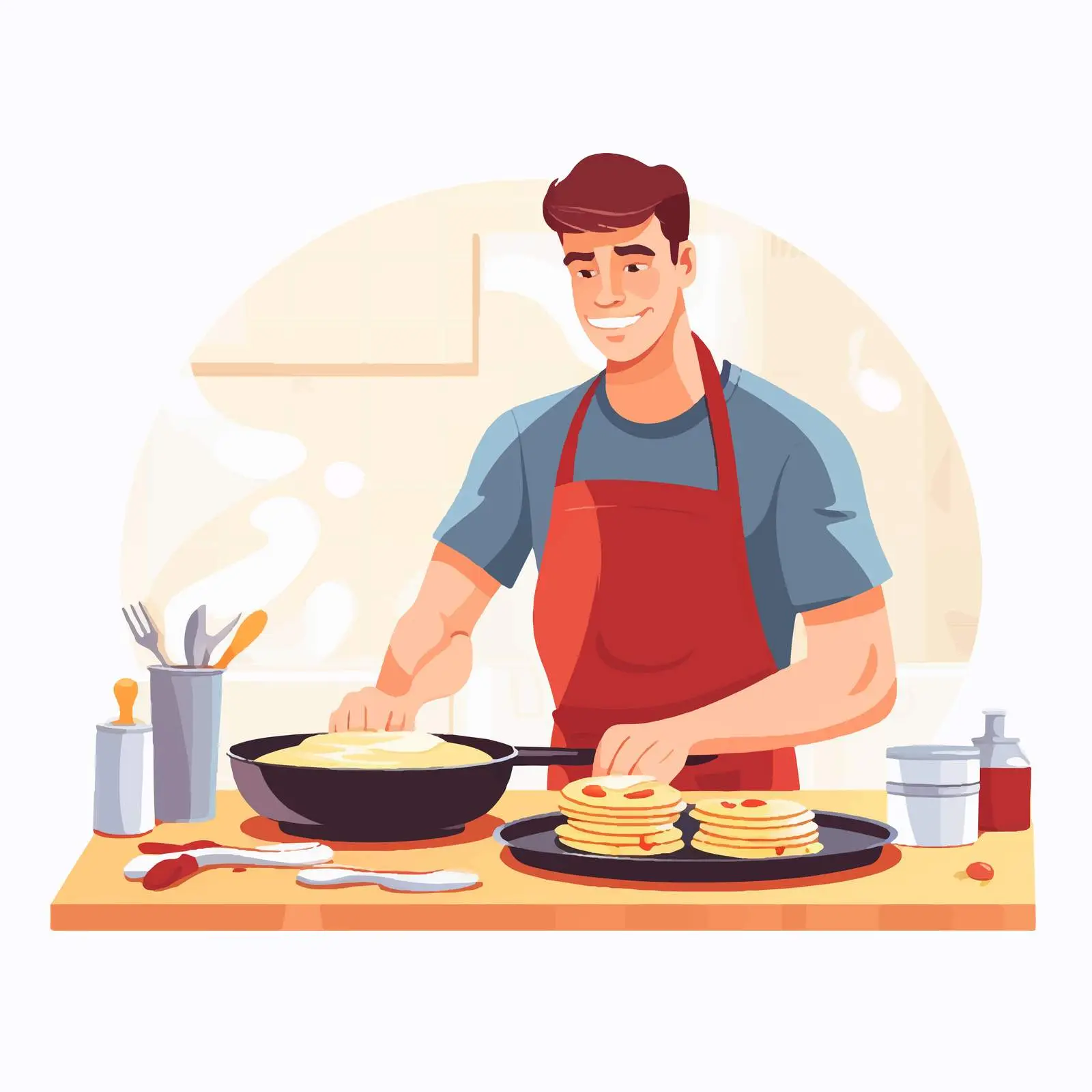 Person Cooking Pancakes in Morning Kitchen — free download from Dotvec