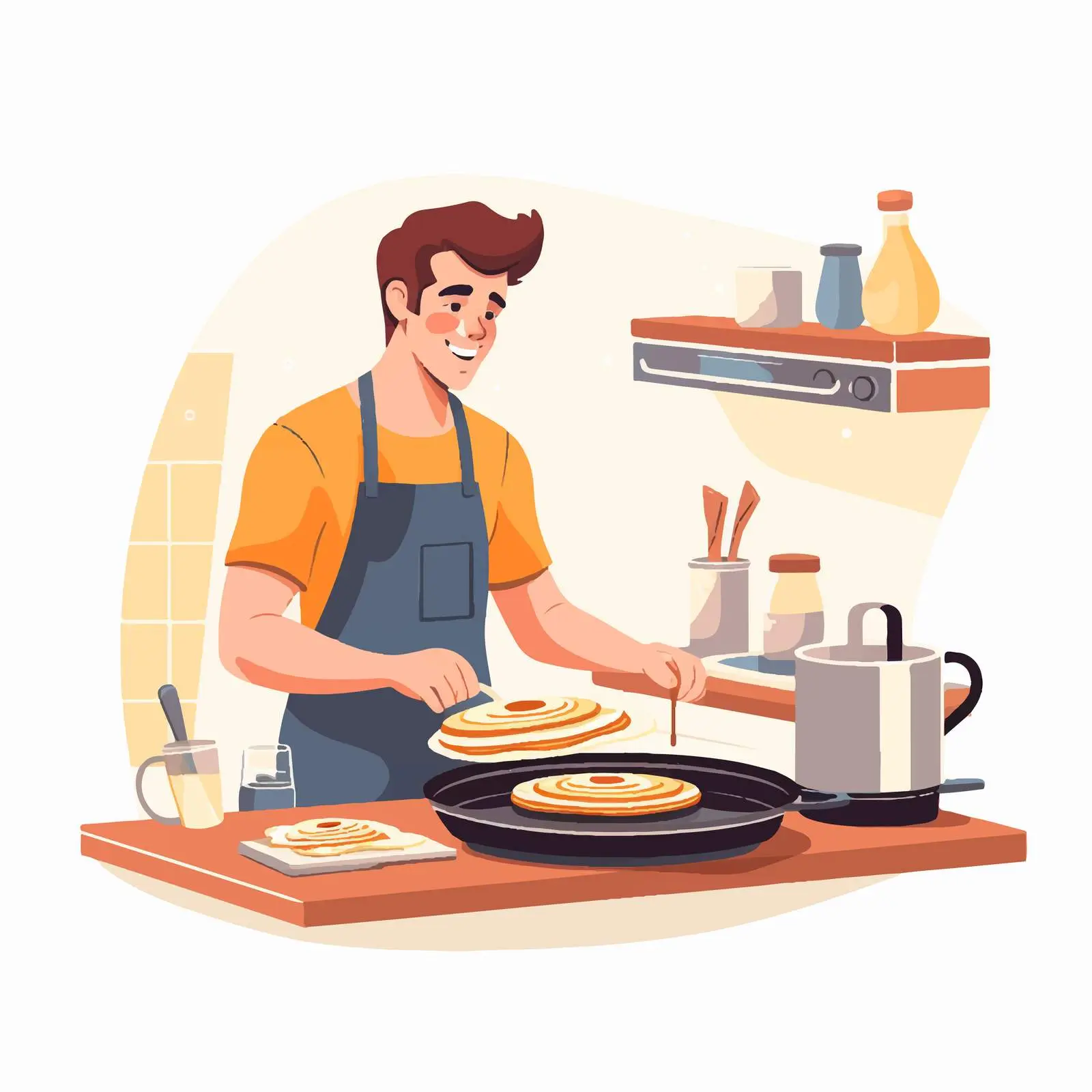 Home Cook Making Pancakes in Morning Light — free download from Dotvec