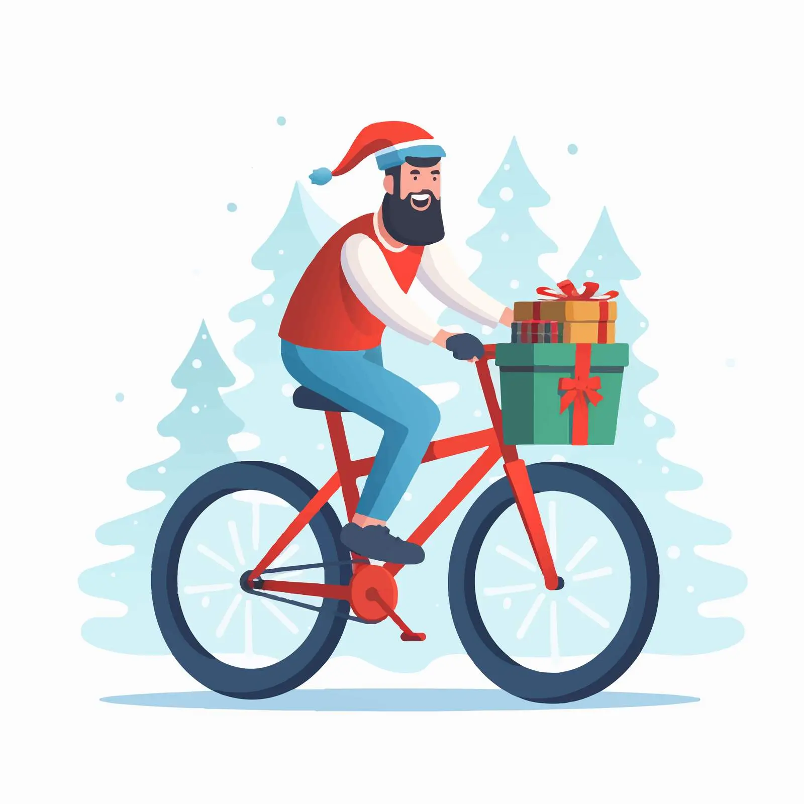 Man Cycling with Christmas Gifts on Bicycle — free download from Dotvec
