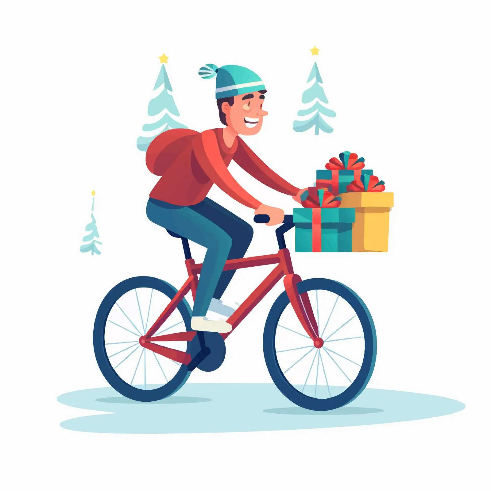 Man Cycling Christmas Gifts on Bicycle — free download from Dotvec