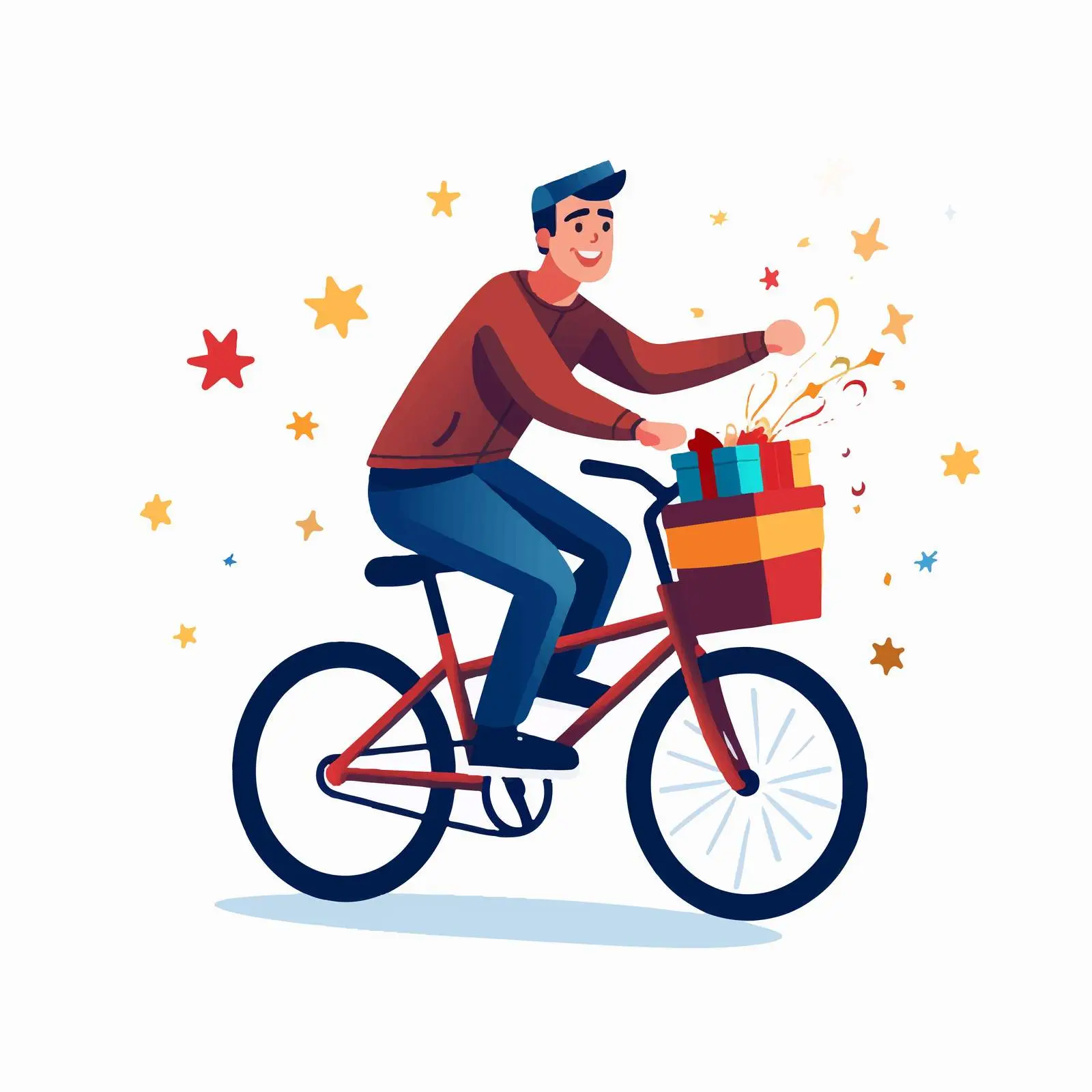 Man Cycling on Christmas Holiday — free download from Dotvec