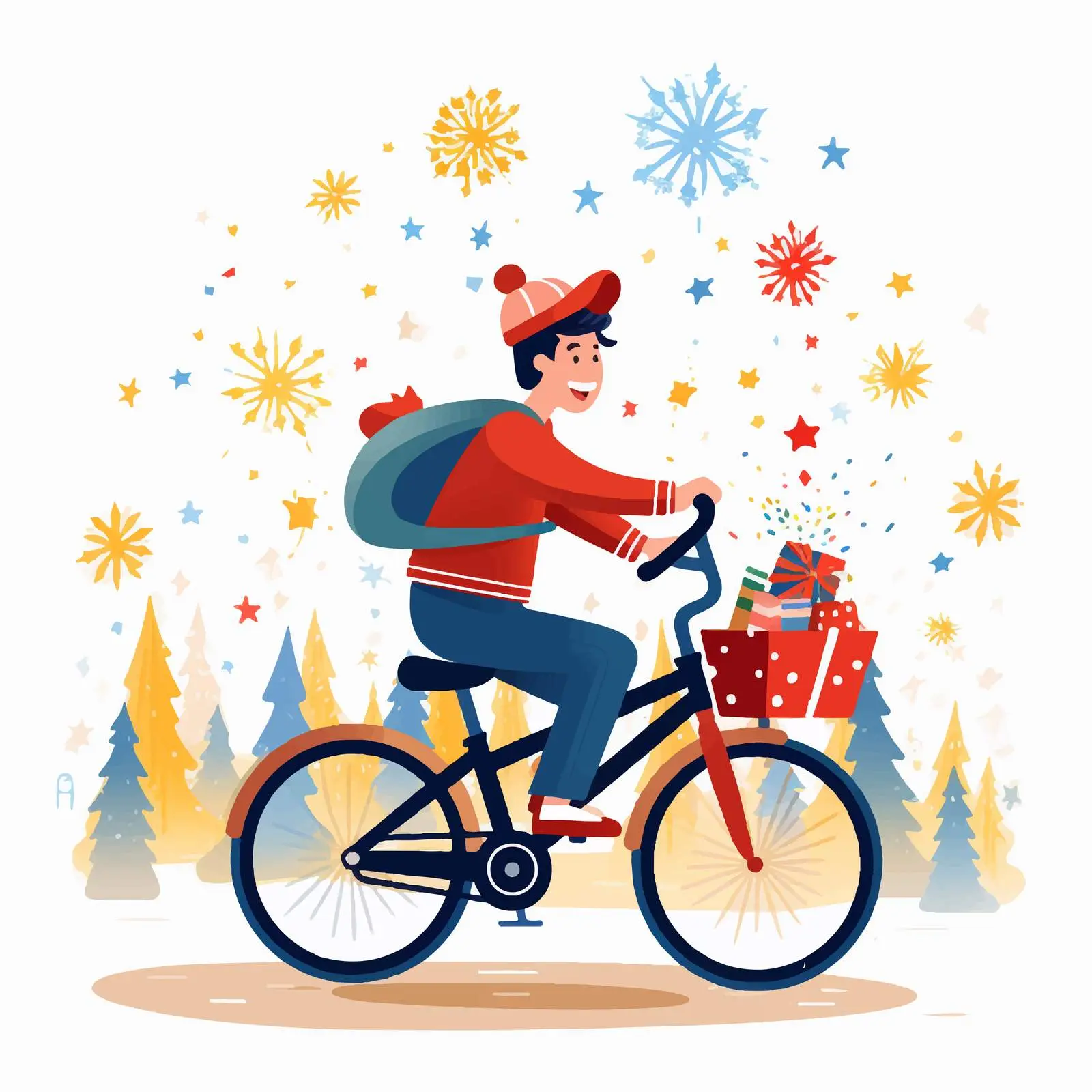 Man Cycling on Christmas Holiday — free download from Dotvec