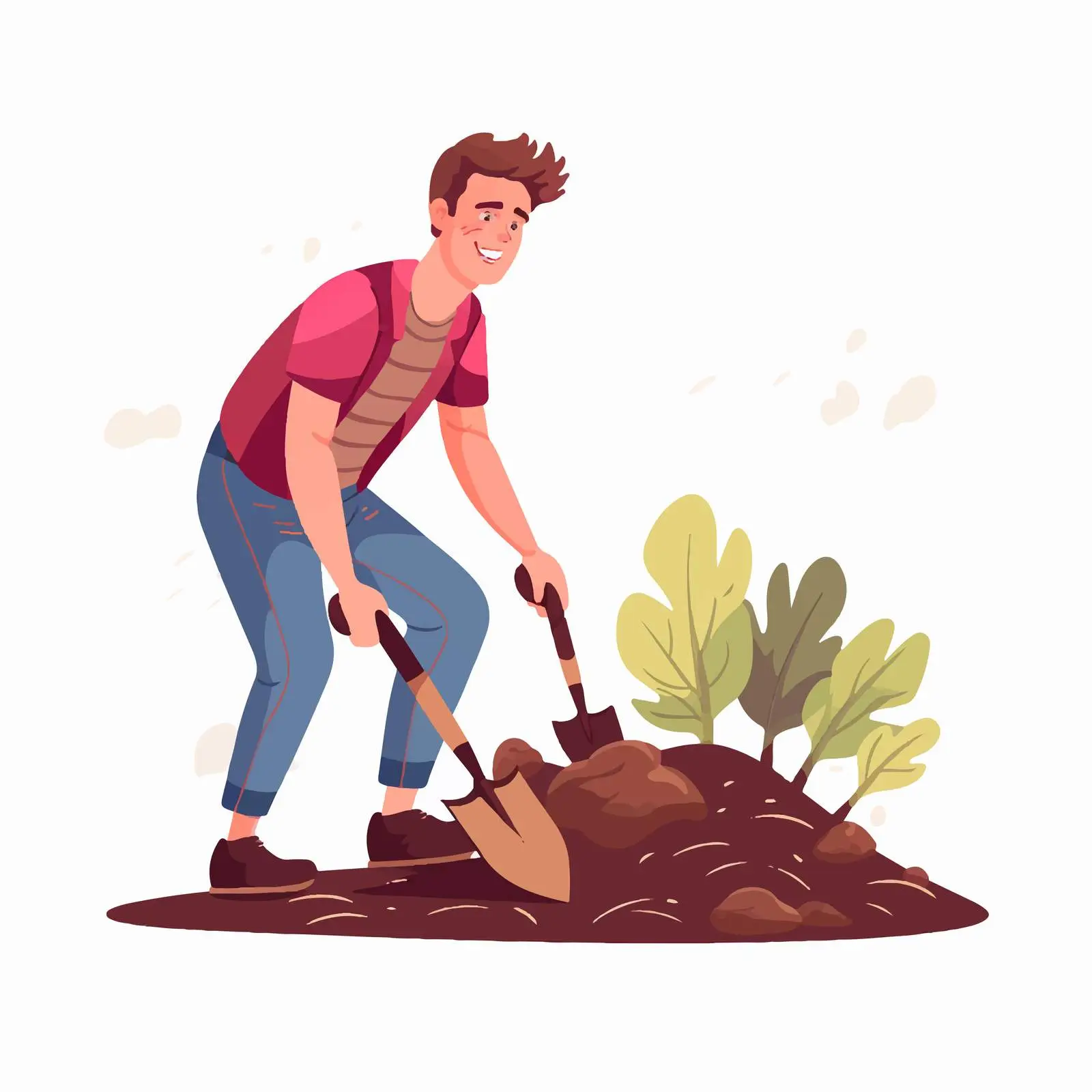 Young Farmer Digging Out Big Beet Vector Illustration — free download from Dotvec