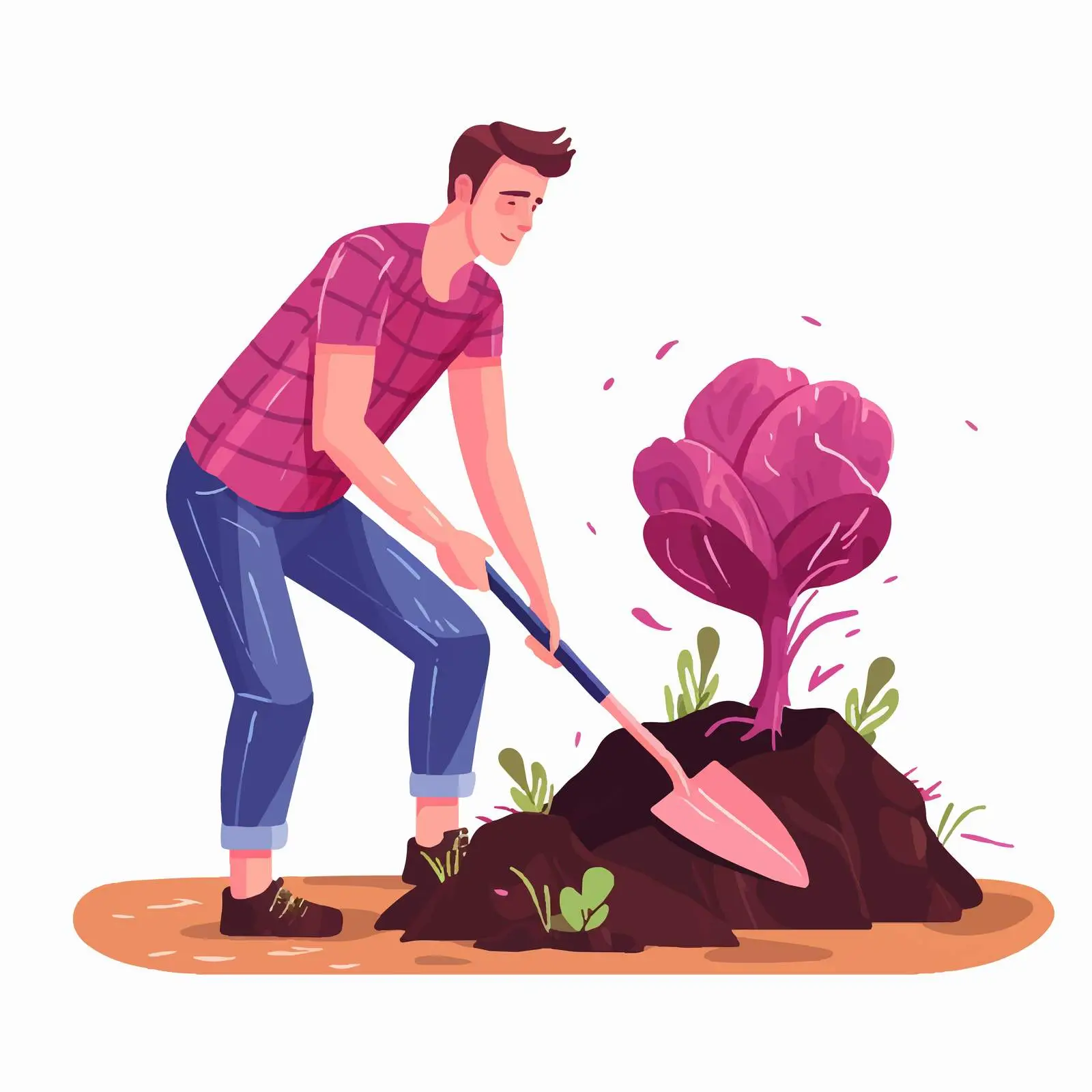 Young Farmer Digging Out Big Beet Vector Illustration — free download from Dotvec