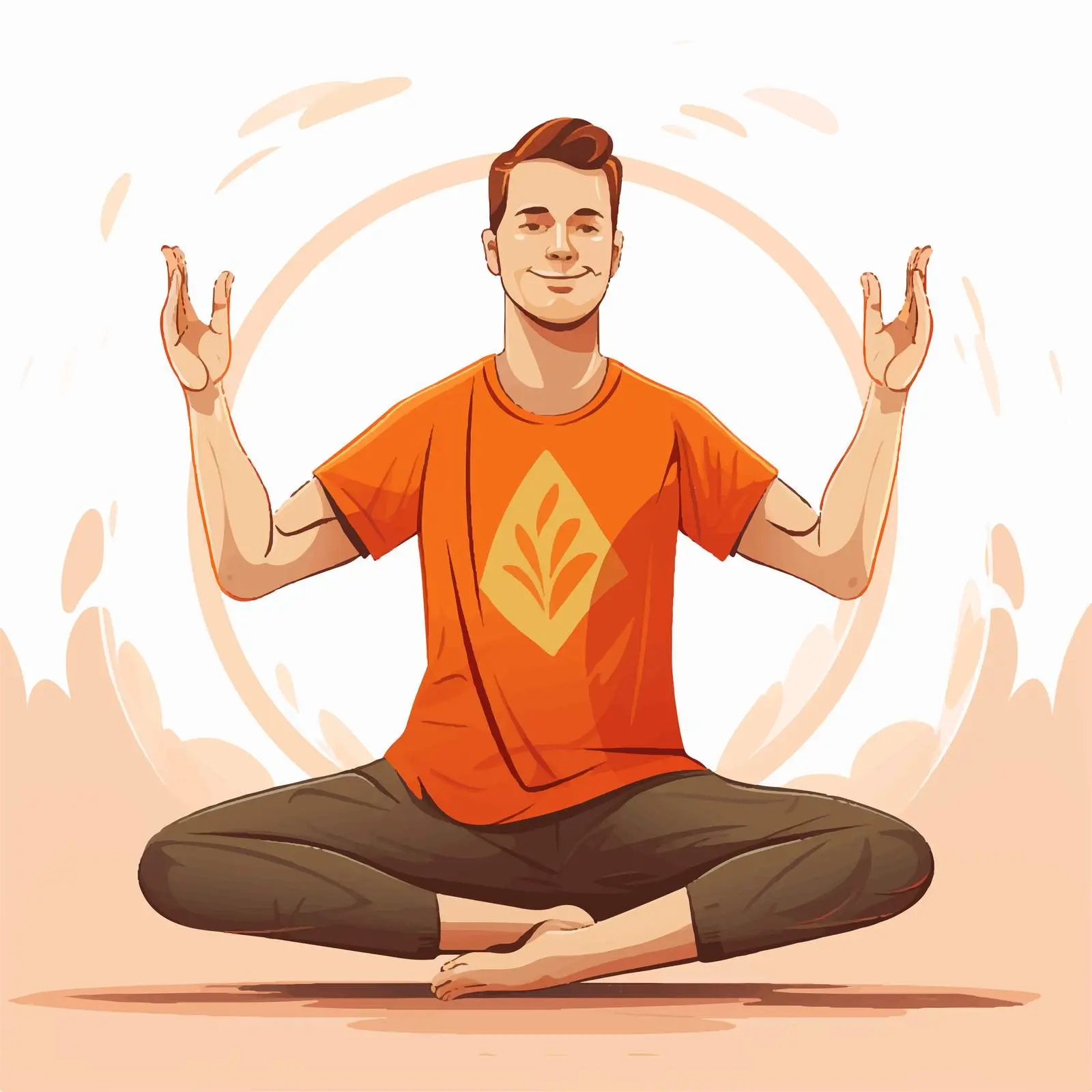 Cartoon Man Practicing Yoga with Text Illustration – free physical health image from Dotvec