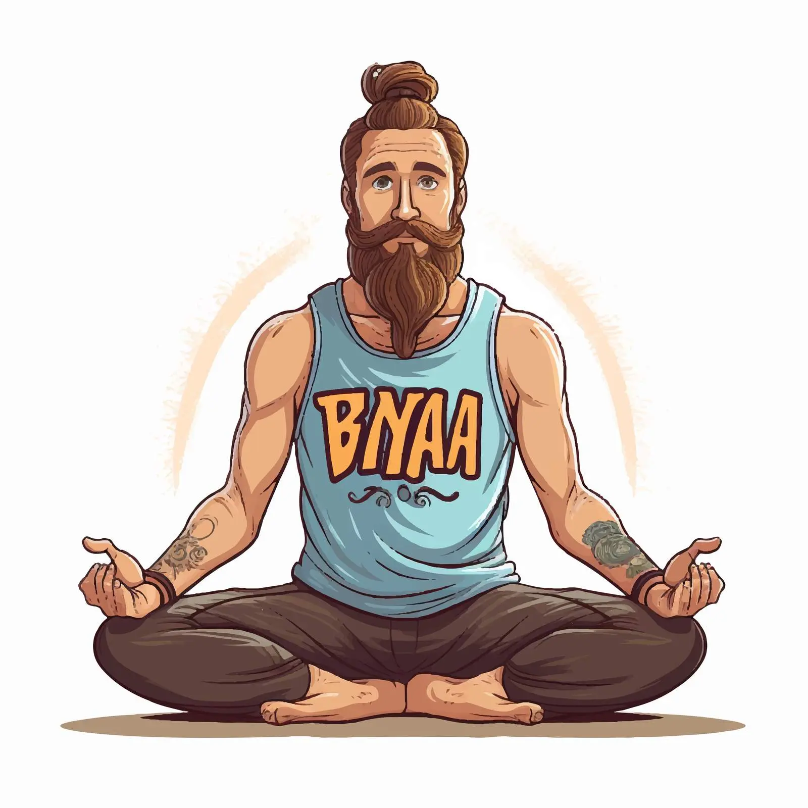 Man Practicing Yoga with Text Illustration — free download from Dotvec