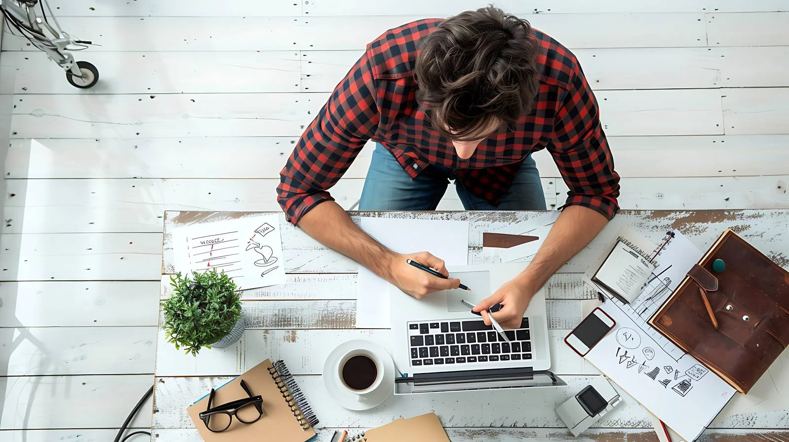 Professional sketching at office desk — free download from Dotvec