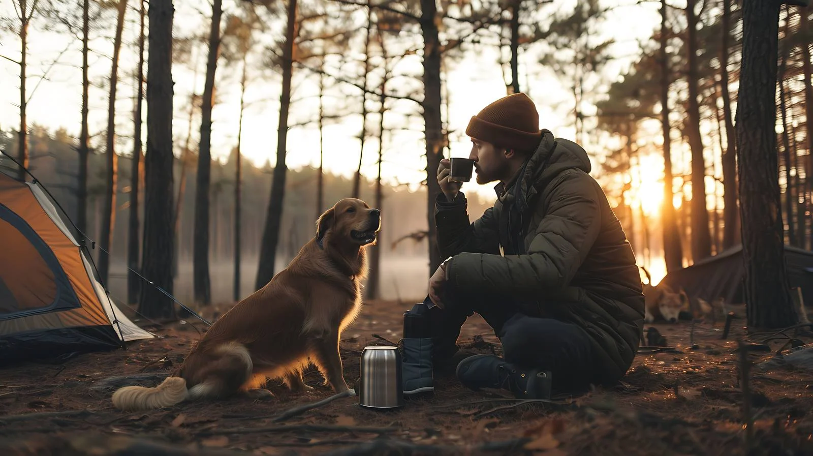 Morning Man Relaxing with Dog and Coffee — free download from Dotvec