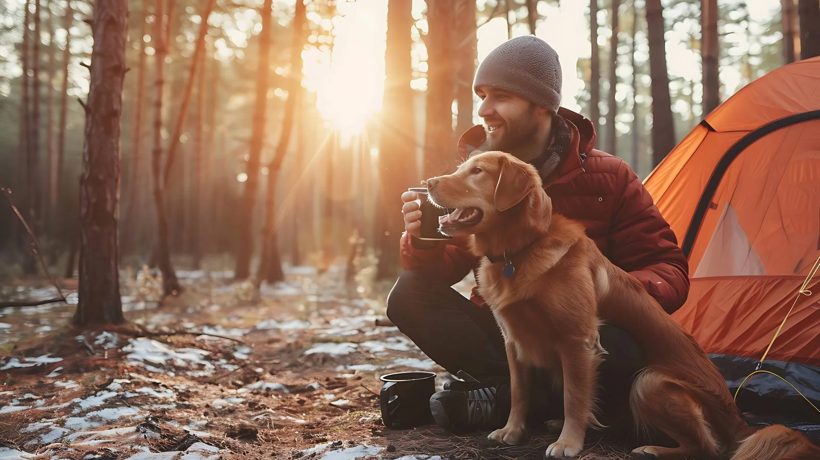 Morning Bliss: Man Enjoying Coffee with Dog — free download from Dotvec