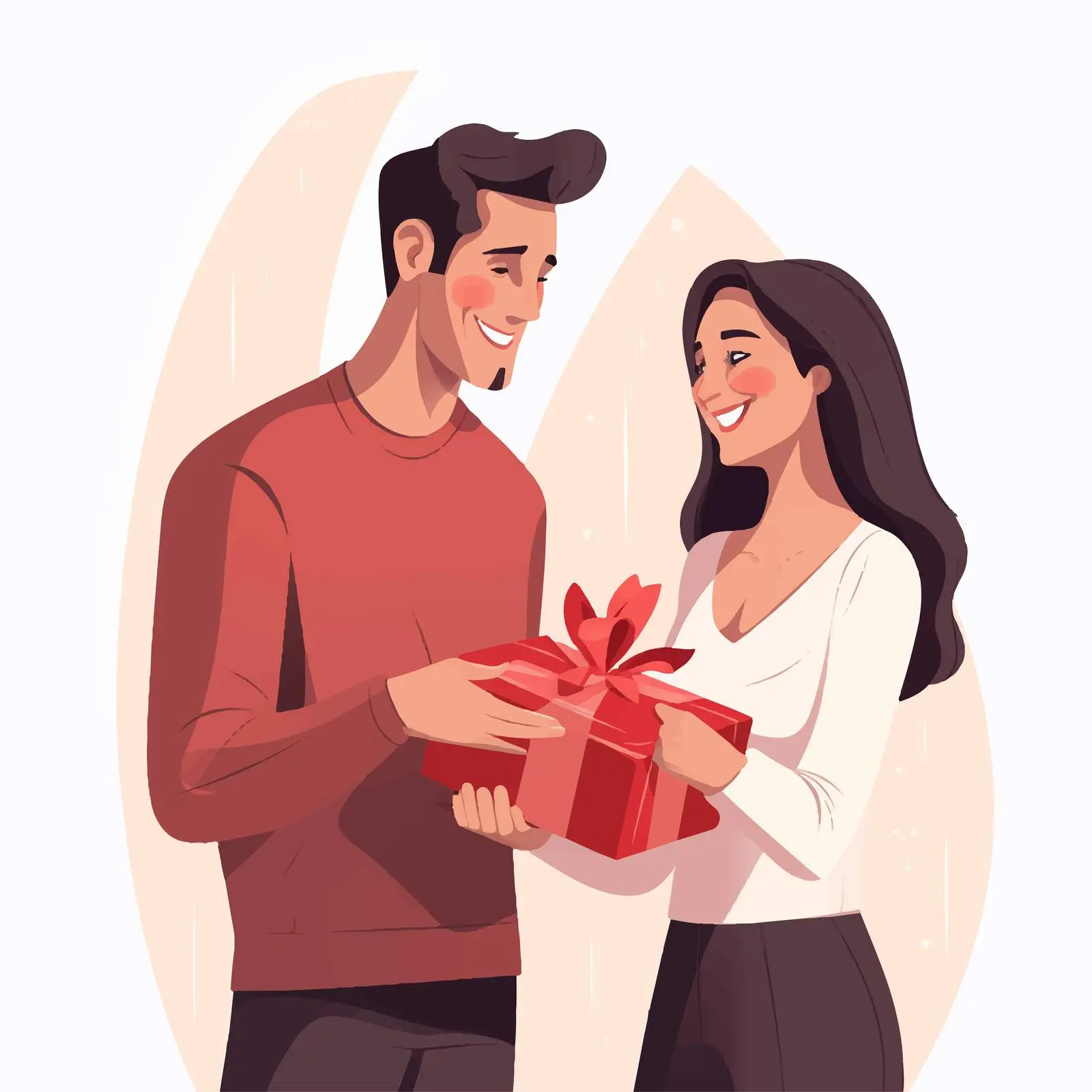 Gift Exchange Between Happy Couple in Love — free download from Dotvec