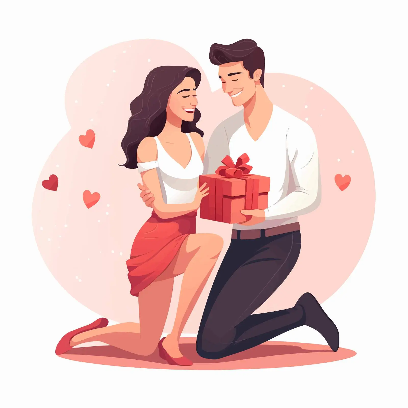 Man Giving Gift to Happy Woman in Love – free love icon image from Dotvec