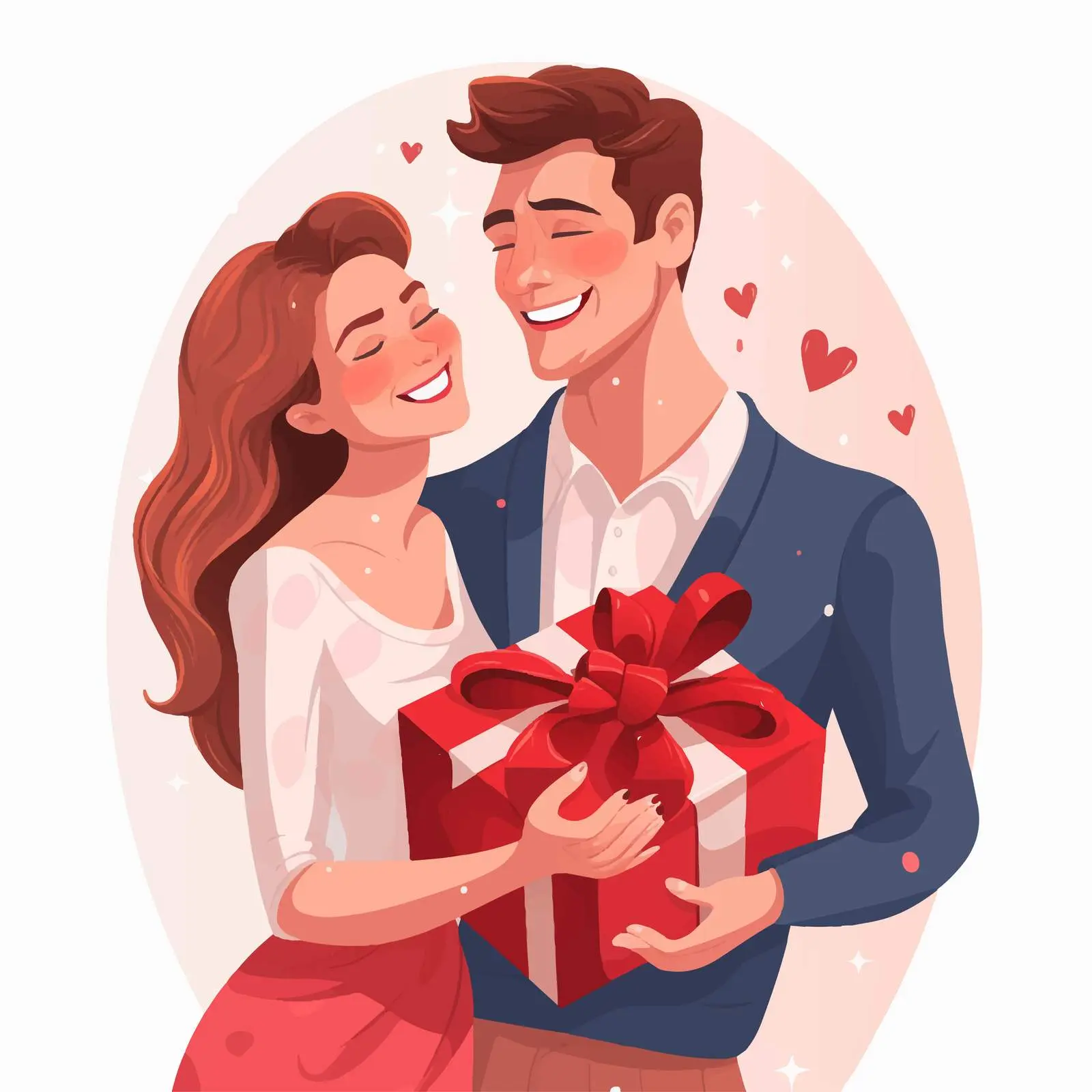 Man Giving Gift to Happy Woman in Love – free hugging image from Dotvec