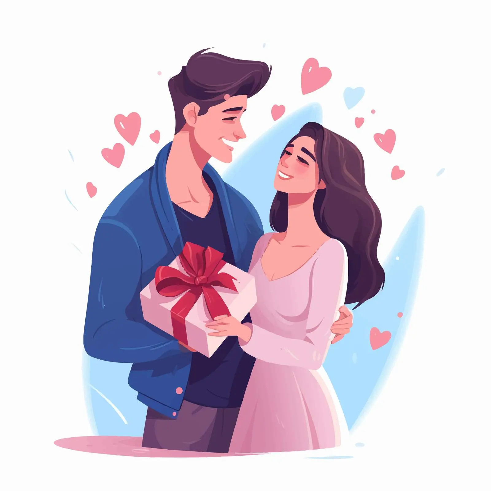 Gift Exchange Between Happy Couple — free download from Dotvec
