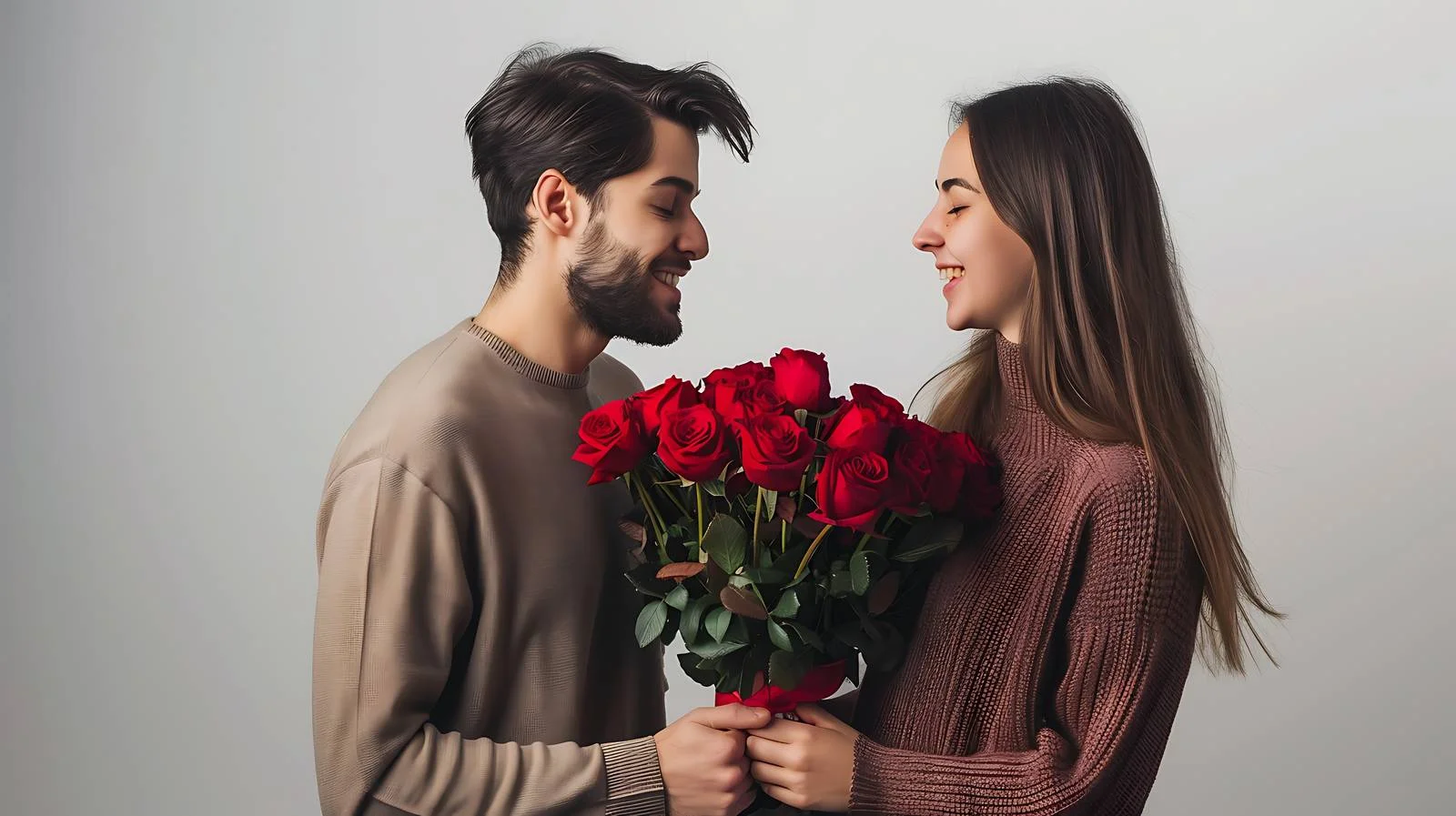 Romantic Gesture: Man Giving Red Roses — free download from Dotvec