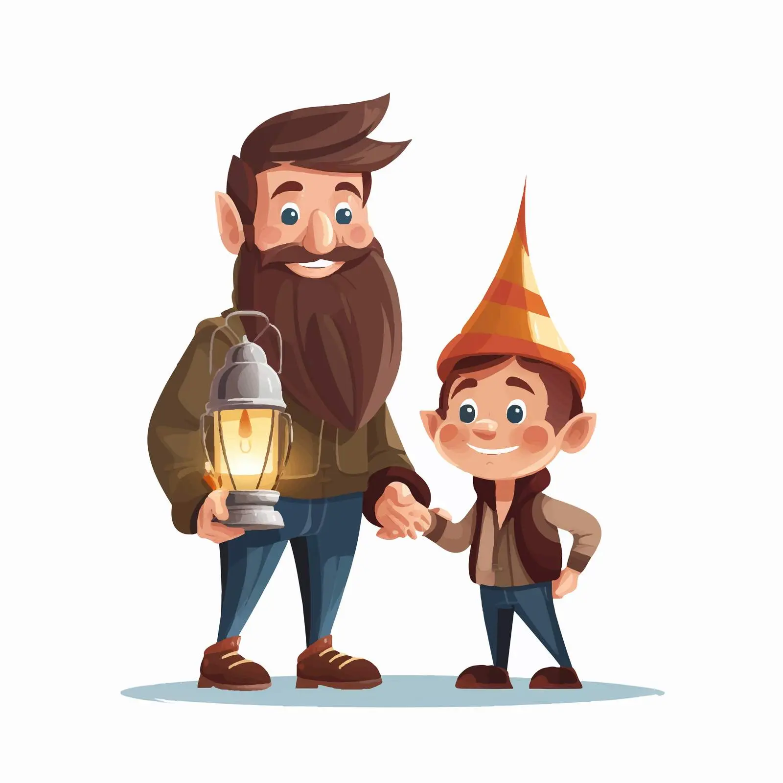 Gnome with Lamp and Elf Boy Cartoon Vector — free download from Dotvec
