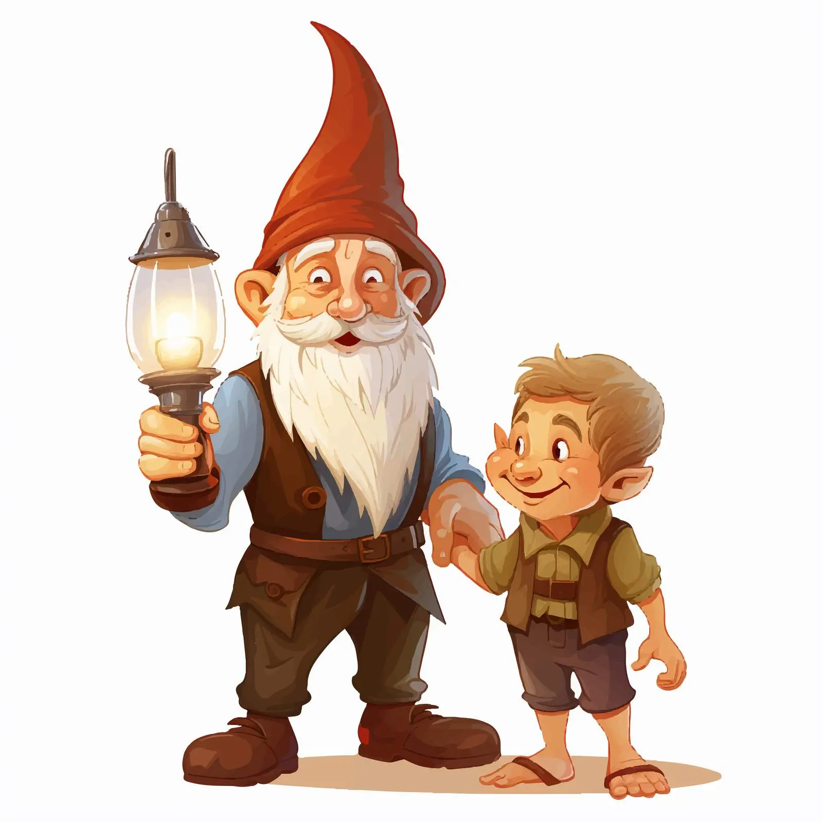 Cartoon Vector of Gnome and Boy Elf — free download from Dotvec