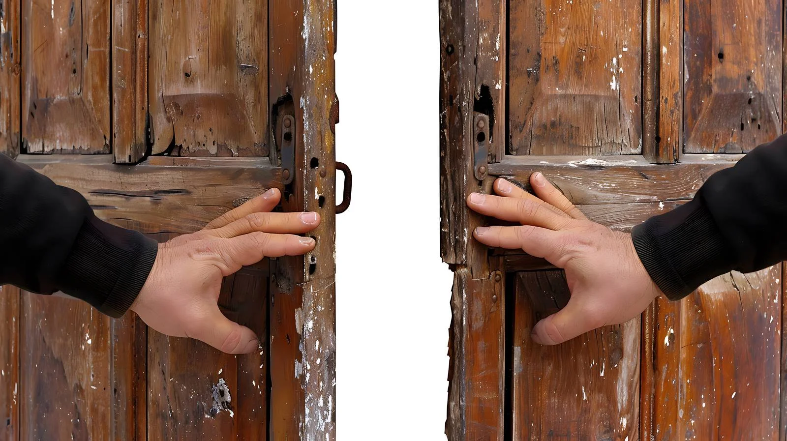 Open Wood Door Hands Isolated – free gesturing image from Dotvec