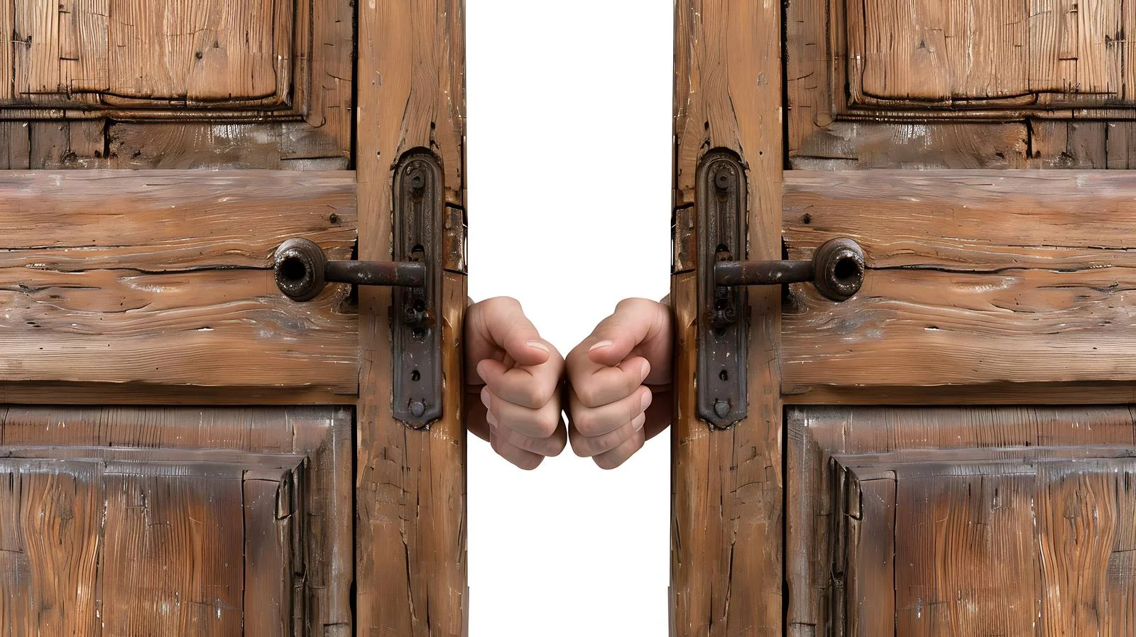 Hands Open Wooden Door Illustration — free download from Dotvec