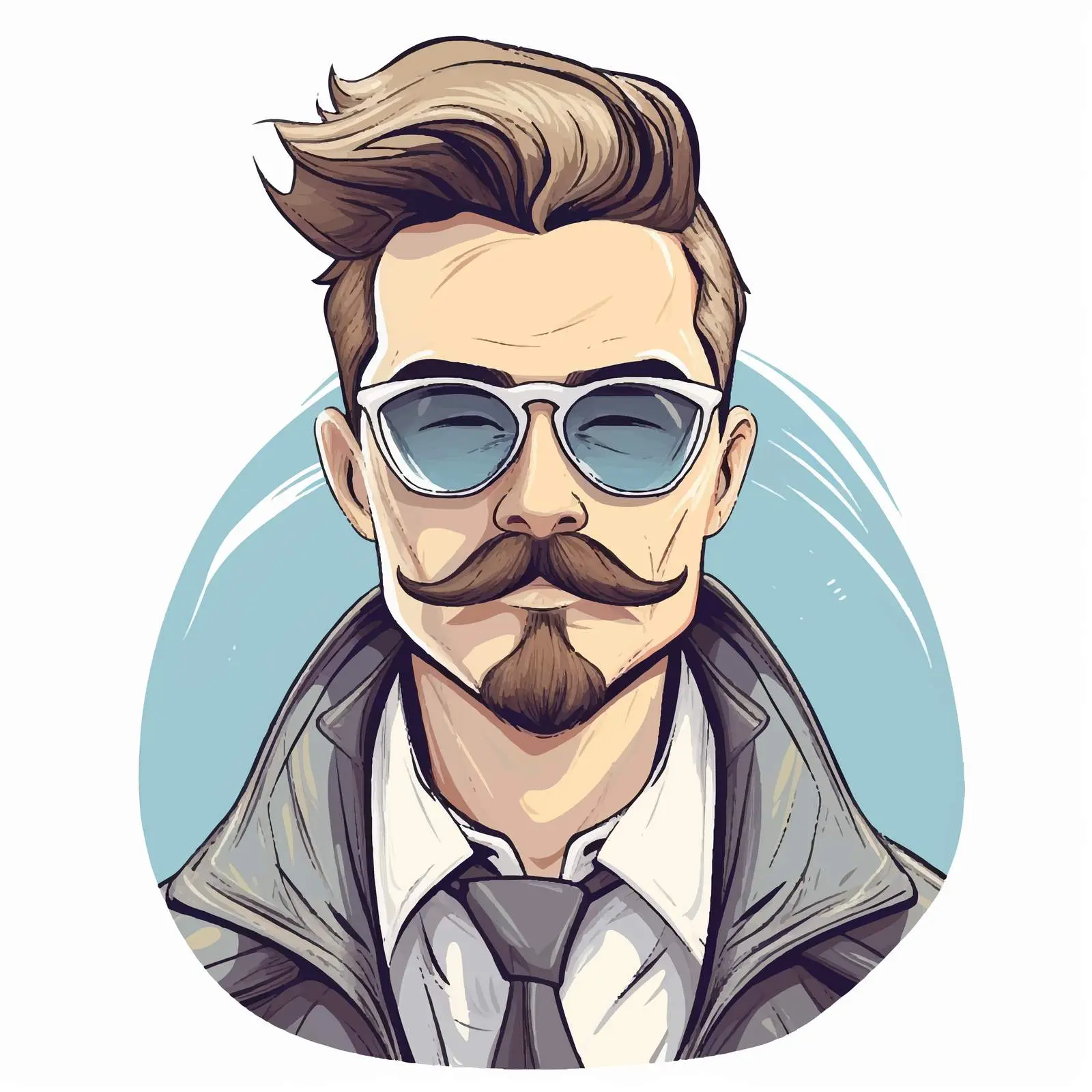 Hipster Man with Mustache and Glasses Vector — free download from Dotvec