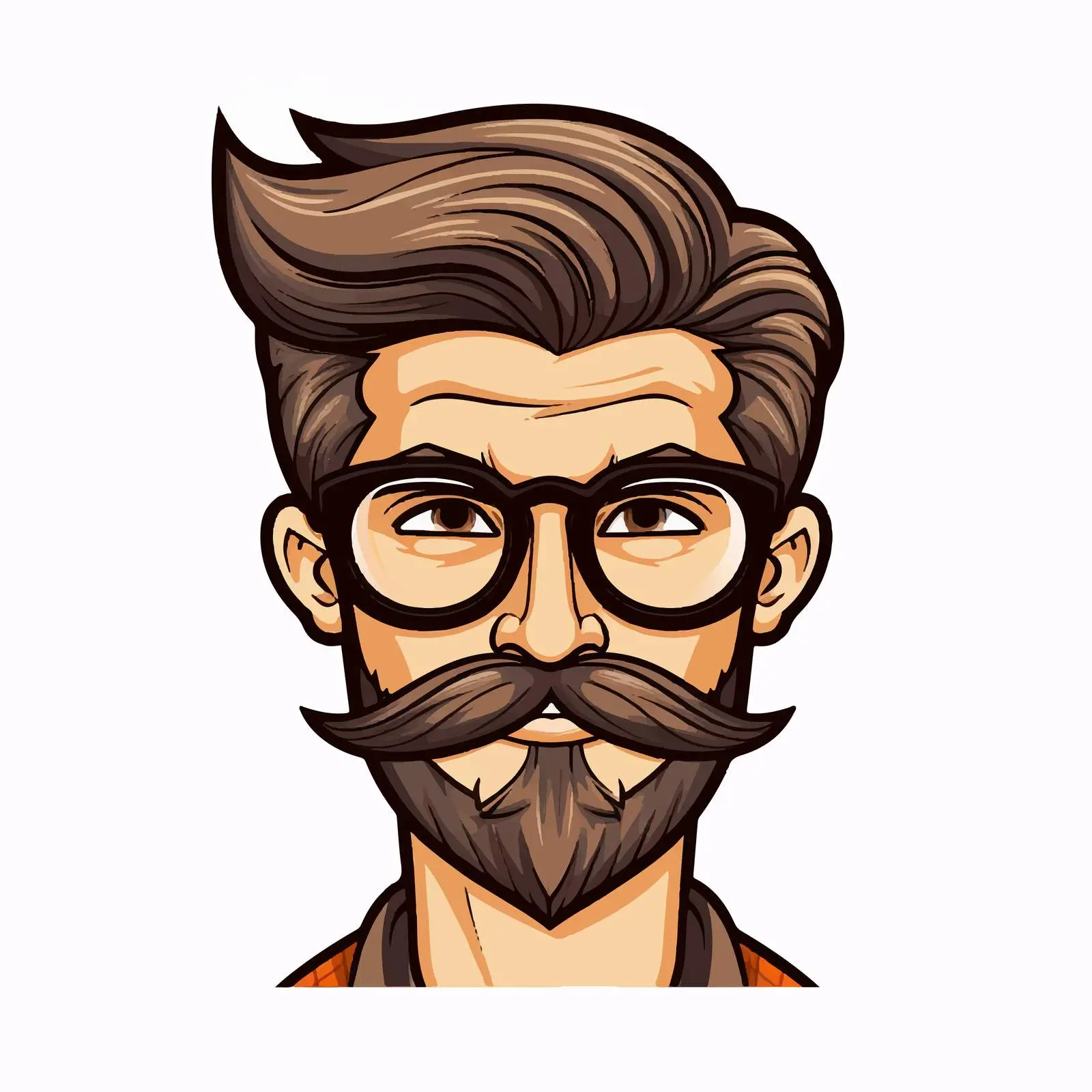 Hipster Man Cartoon Vector with Mustache and Glasses — free download from Dotvec