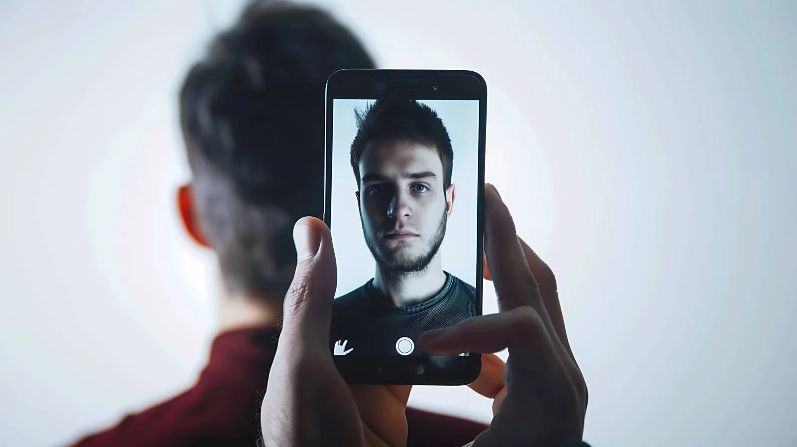Close-up Man Holding Smartphone Selfie — free download from Dotvec