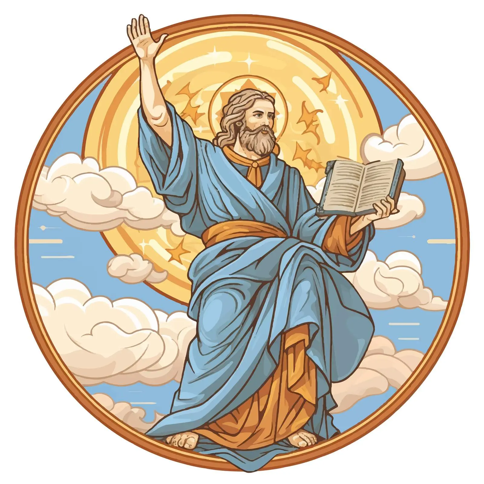 Holy Prophet Moses Icon with Sky — free download from Dotvec
