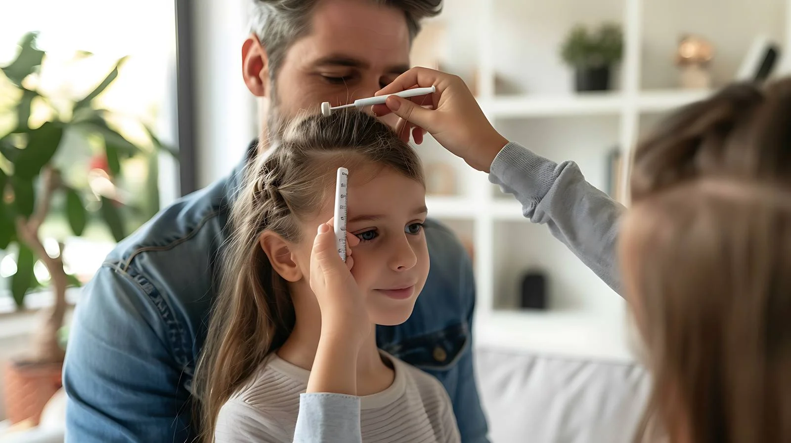 Caring Father Checking Daughter's Fever — free download from Dotvec