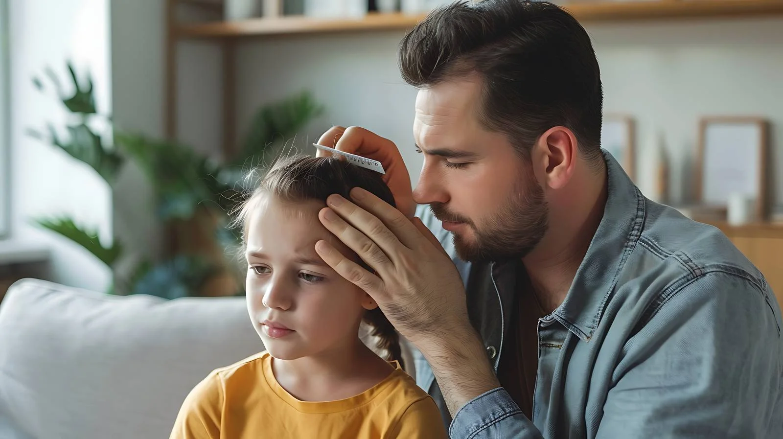 Father Checking Sick Daughter's Temperature — free download from Dotvec