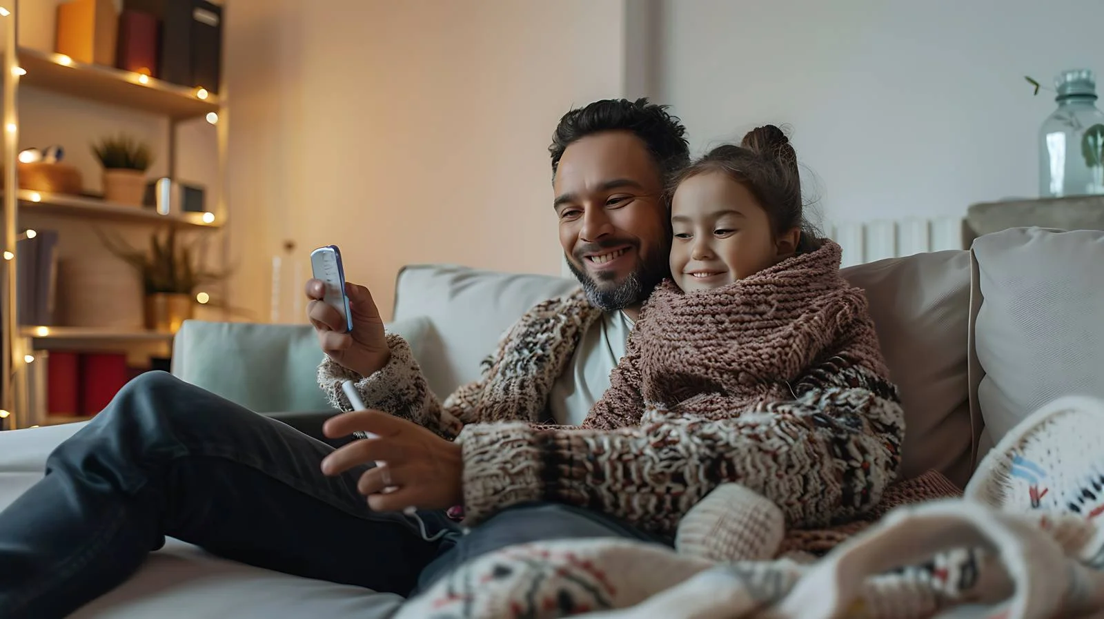 Caring Father Checking Sick Daughter's Temperature — free download from Dotvec