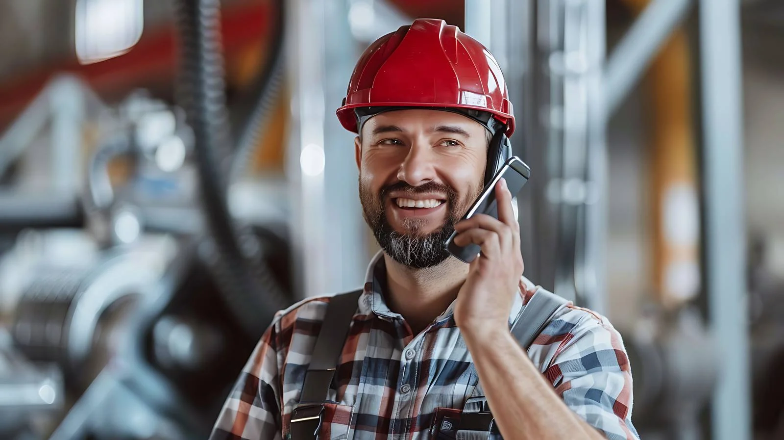 Factory Worker Cell Phone Communication — free download from Dotvec