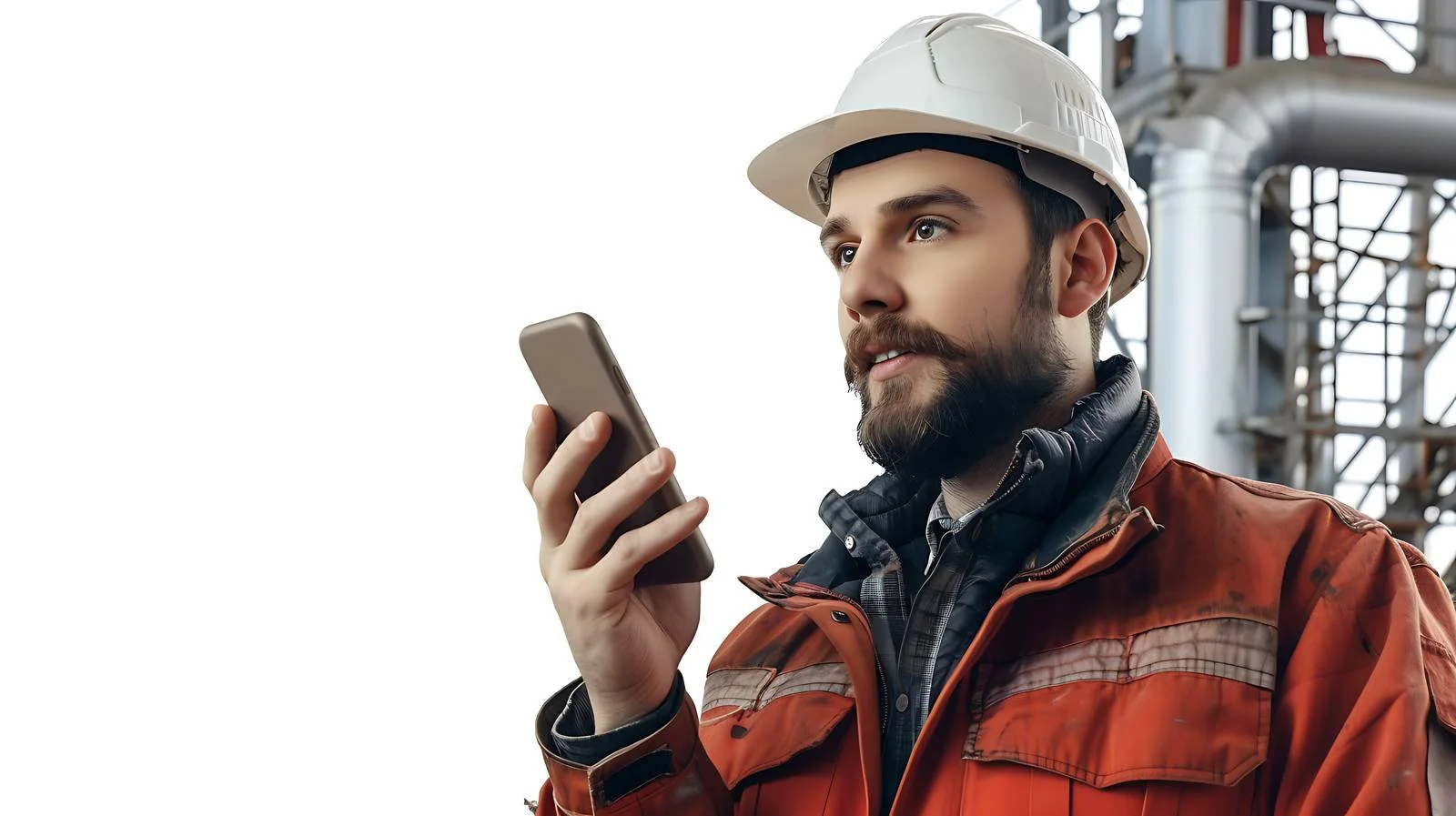 Factory Worker Speaking on Cellphone — free download from Dotvec