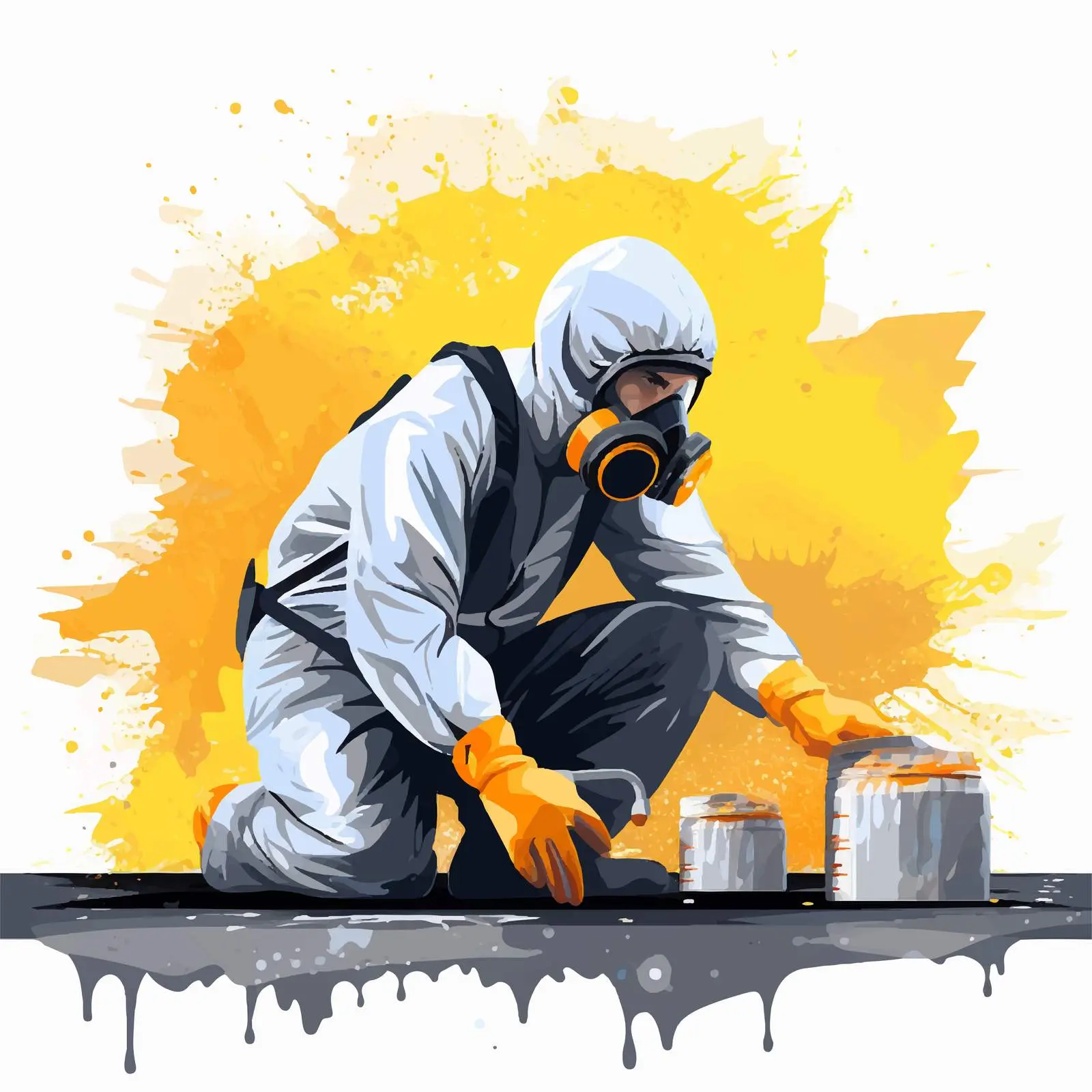 Hazmat Worker Cleaning Mold from Wall Illustration – free substance image from Dotvec
